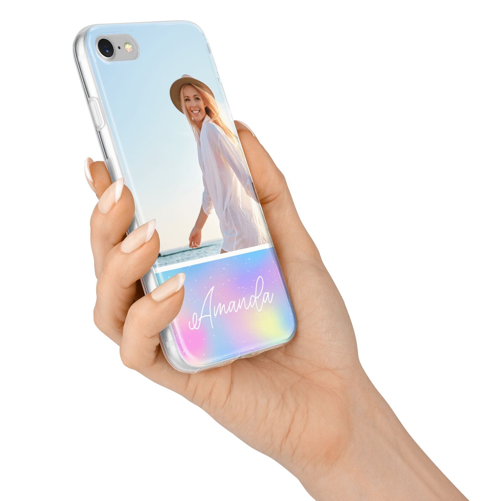 Personalised Unicorn Stars Photo iPhone 7 Bumper Case on Silver iPhone Alternative Image