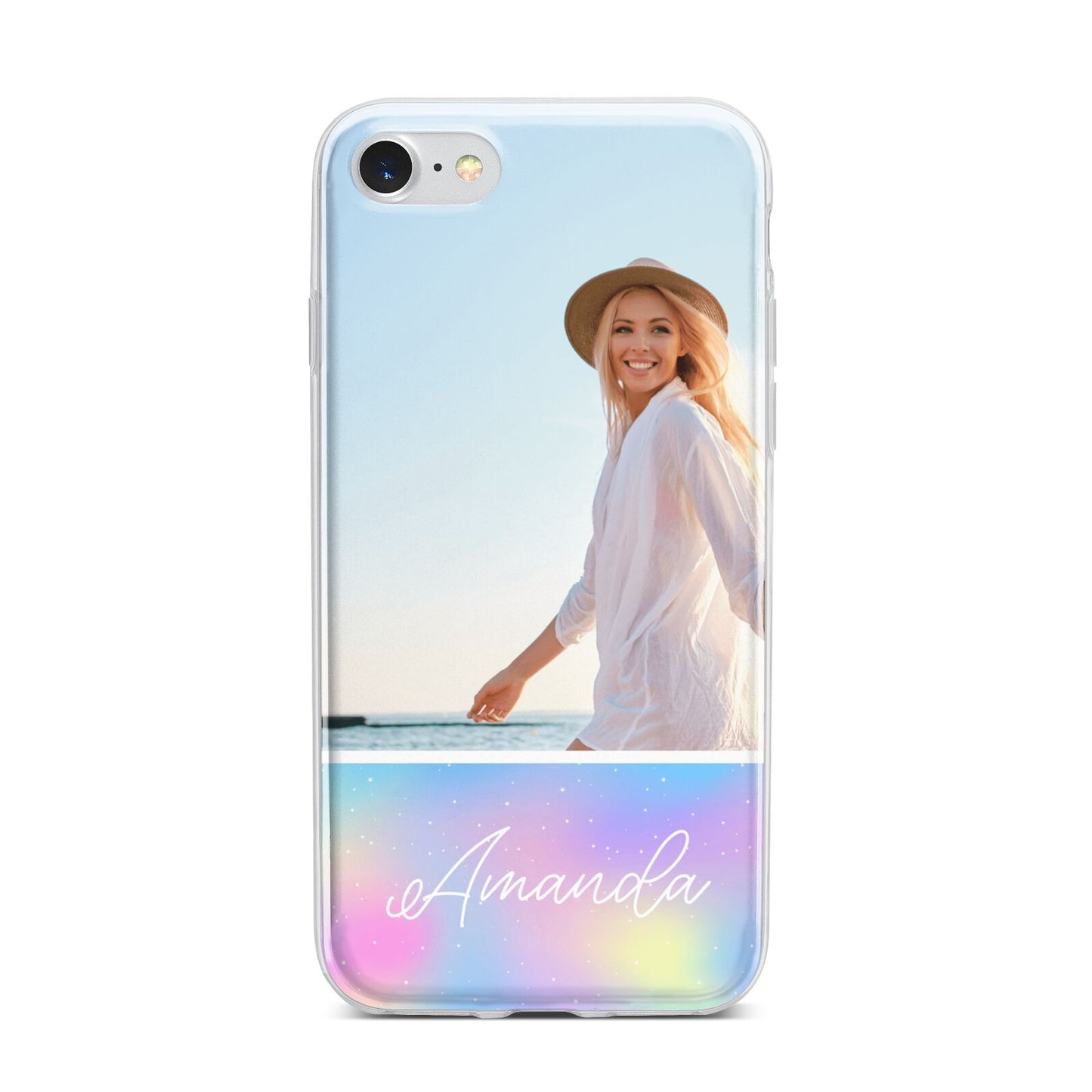 Personalised Unicorn Stars Photo iPhone 7 Bumper Case on Silver iPhone