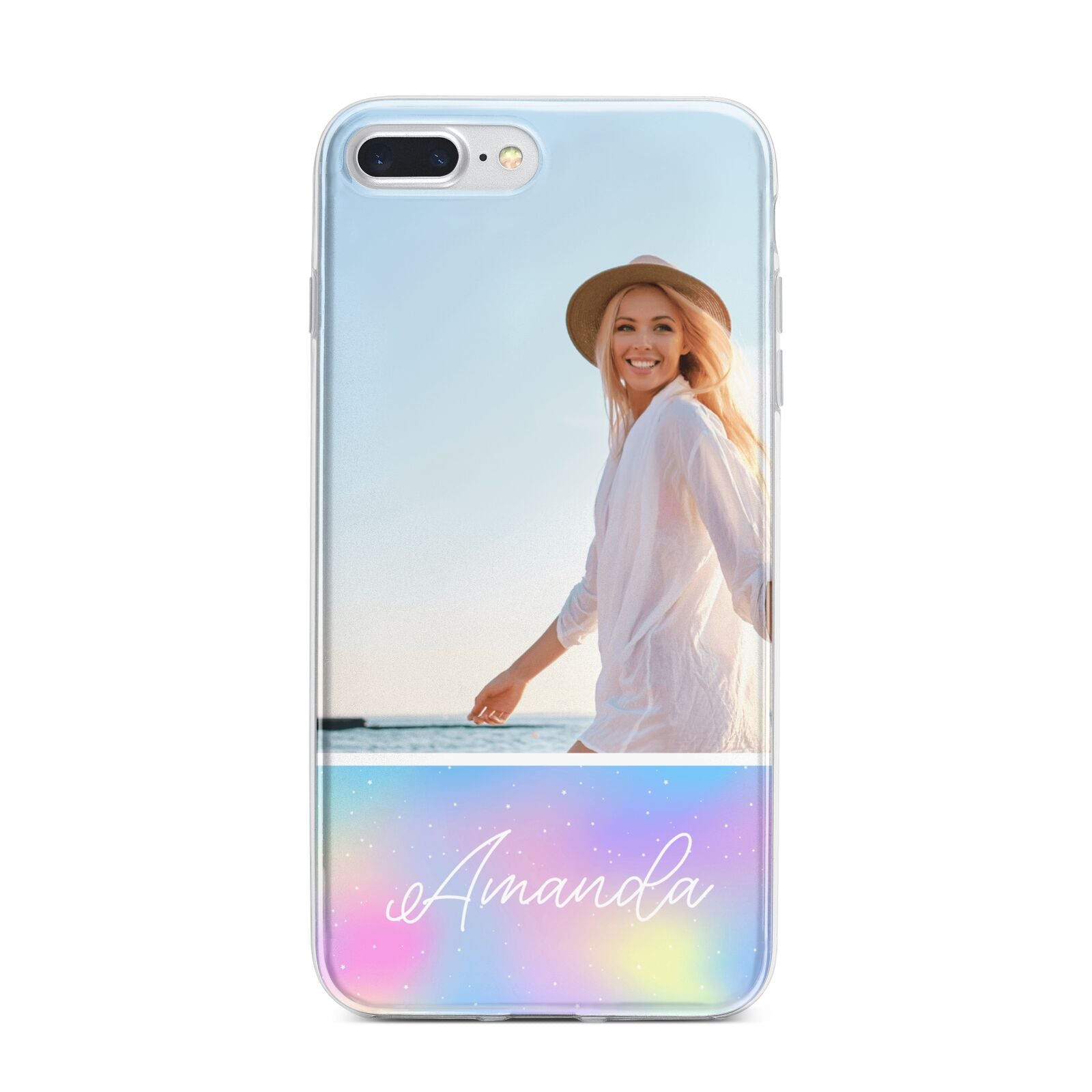 Personalised Unicorn Stars Photo iPhone 7 Plus Bumper Case on Silver iPhone