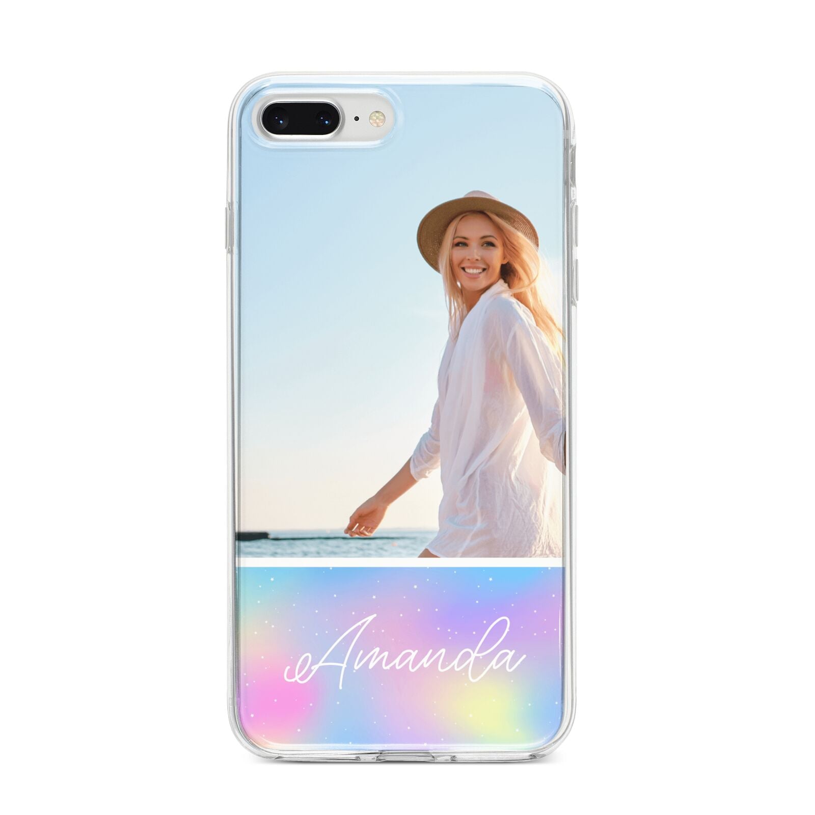 Personalised Unicorn Stars Photo iPhone 8 Plus Bumper Case on Silver iPhone