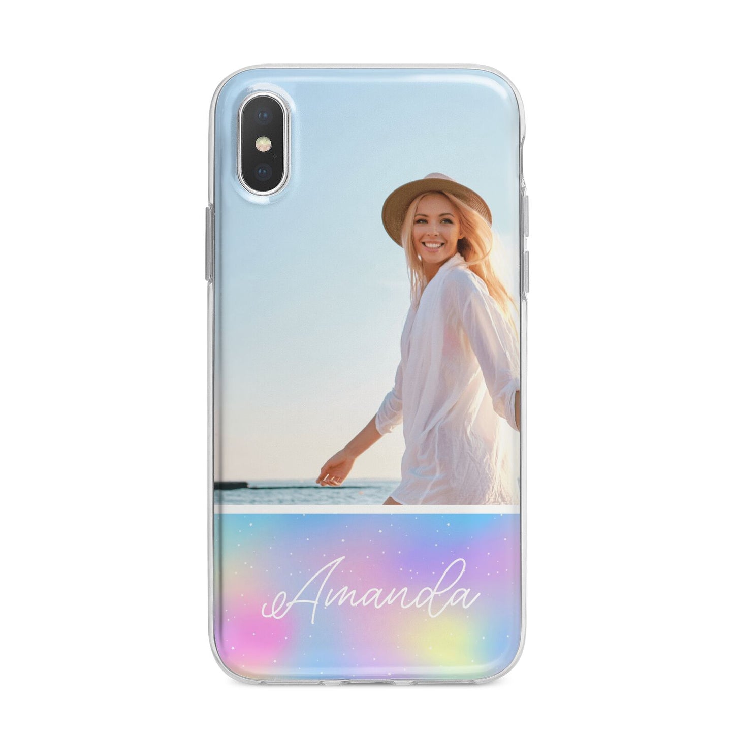 Personalised Unicorn Stars Photo iPhone X Bumper Case on Silver iPhone Alternative Image 1