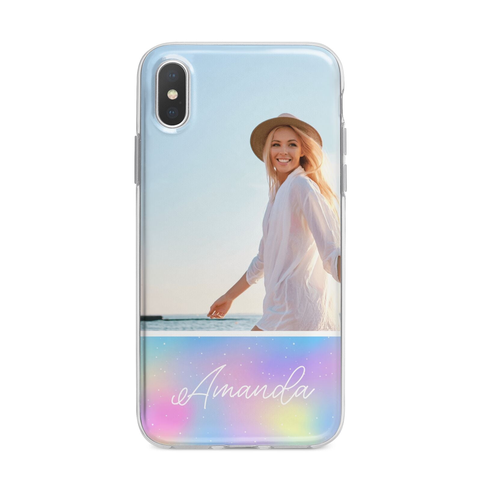 Personalised Unicorn Stars Photo iPhone X Bumper Case on Silver iPhone Alternative Image 1
