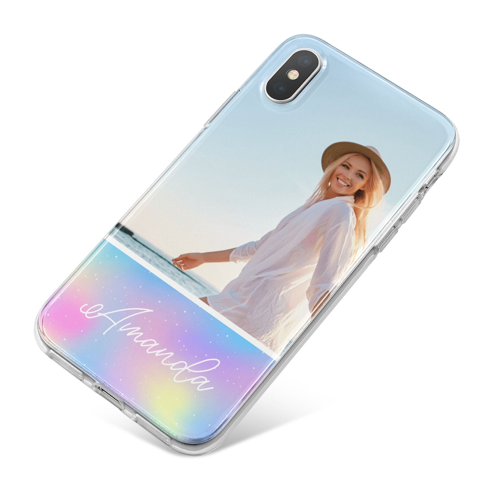 Personalised Unicorn Stars Photo iPhone X Bumper Case on Silver iPhone