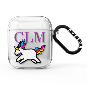 Personalised Unicorn With Initials AirPods Case