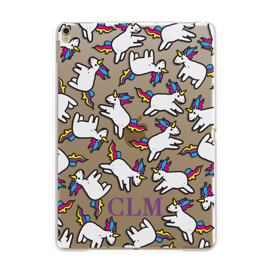 Personalised Unicorn With Initials Apple iPad Gold Case