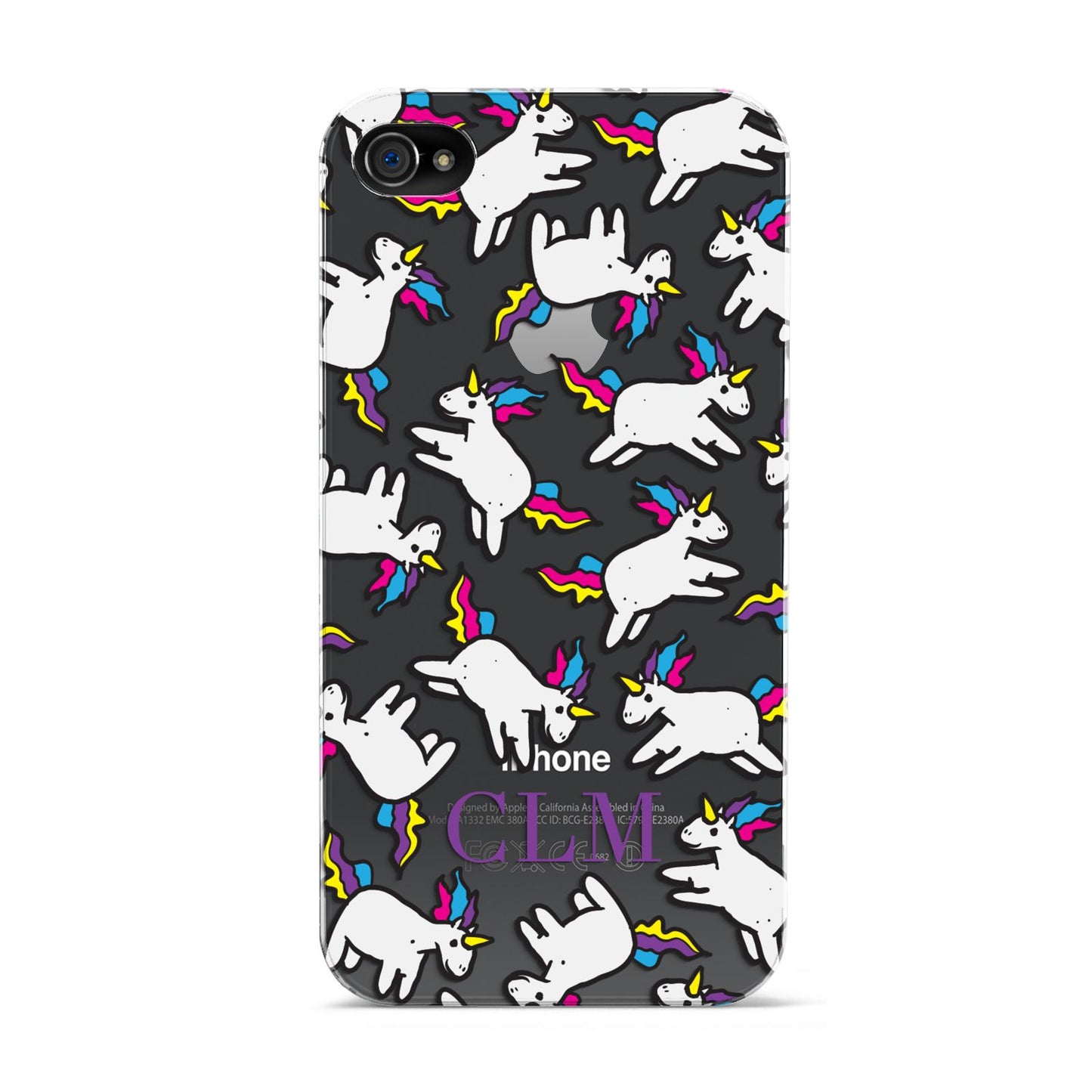 Personalised Unicorn With Initials Apple iPhone 4s Case