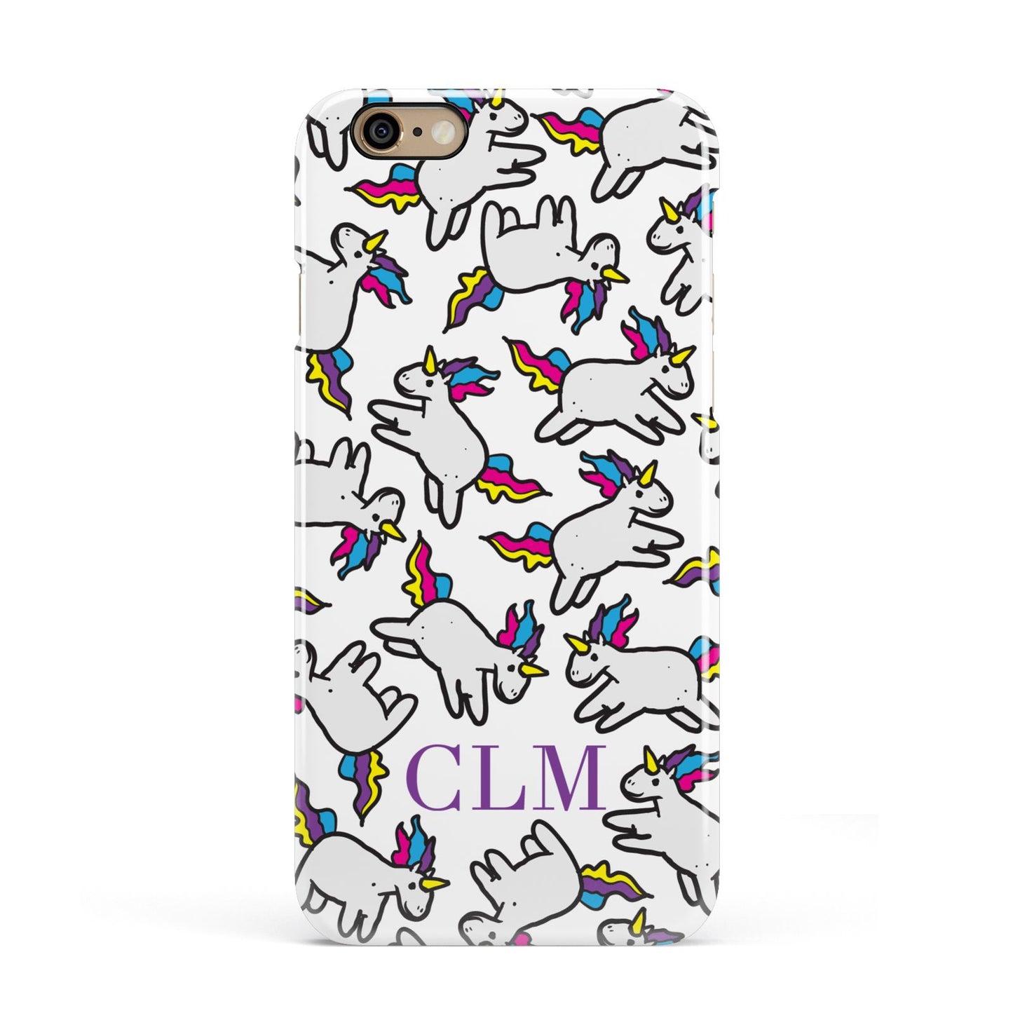 Personalised Unicorn With Initials Apple iPhone 6 3D Snap Case