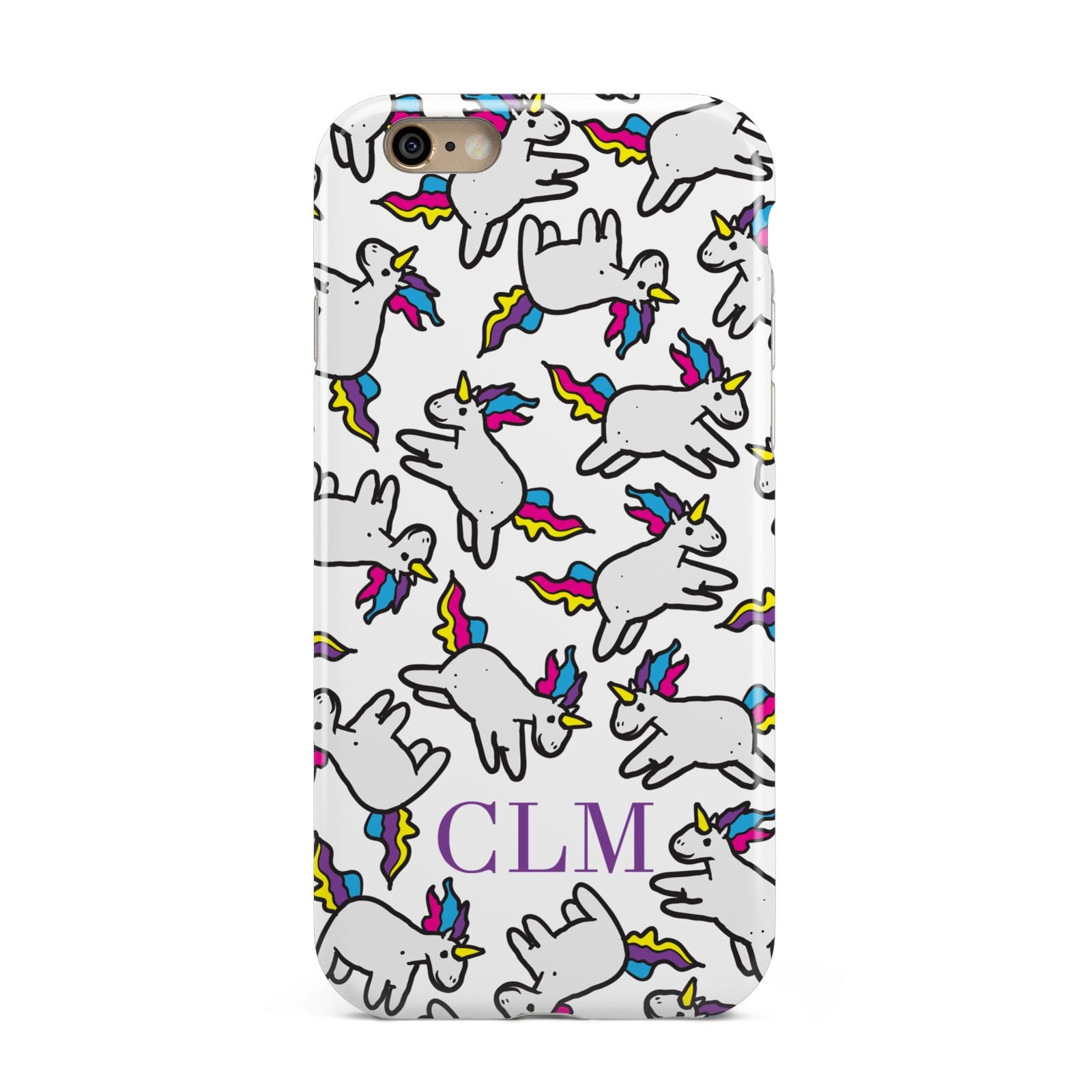 Personalised Unicorn With Initials Apple iPhone 6 3D Tough Case