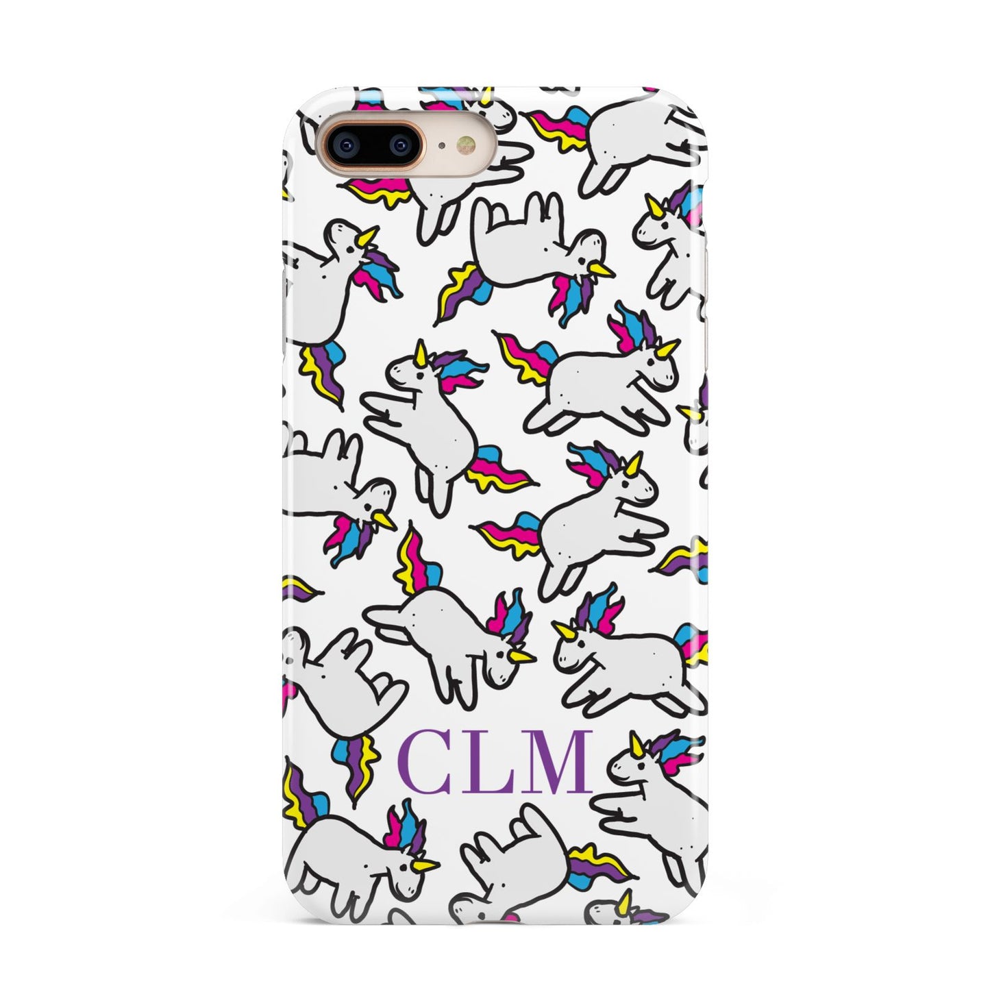 Personalised Unicorn With Initials Apple iPhone 7 8 Plus 3D Tough Case
