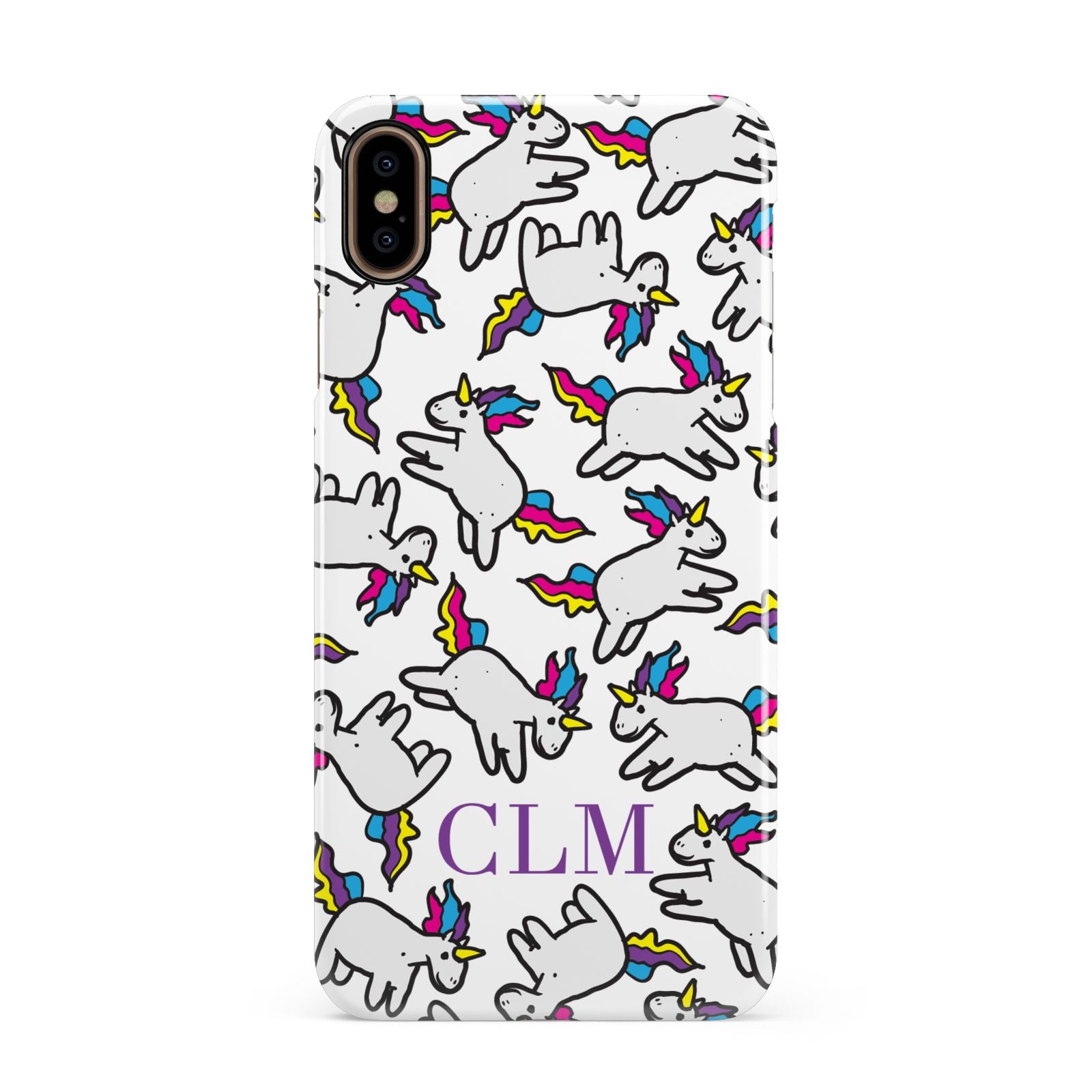 Personalised Unicorn With Initials Apple iPhone Xs Max 3D Snap Case