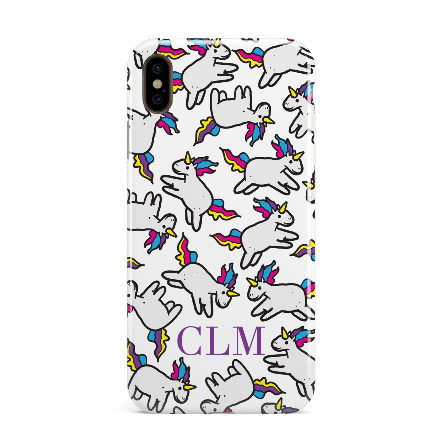 Personalised Unicorn With Initials Apple iPhone Xs Max 3D Tough Case