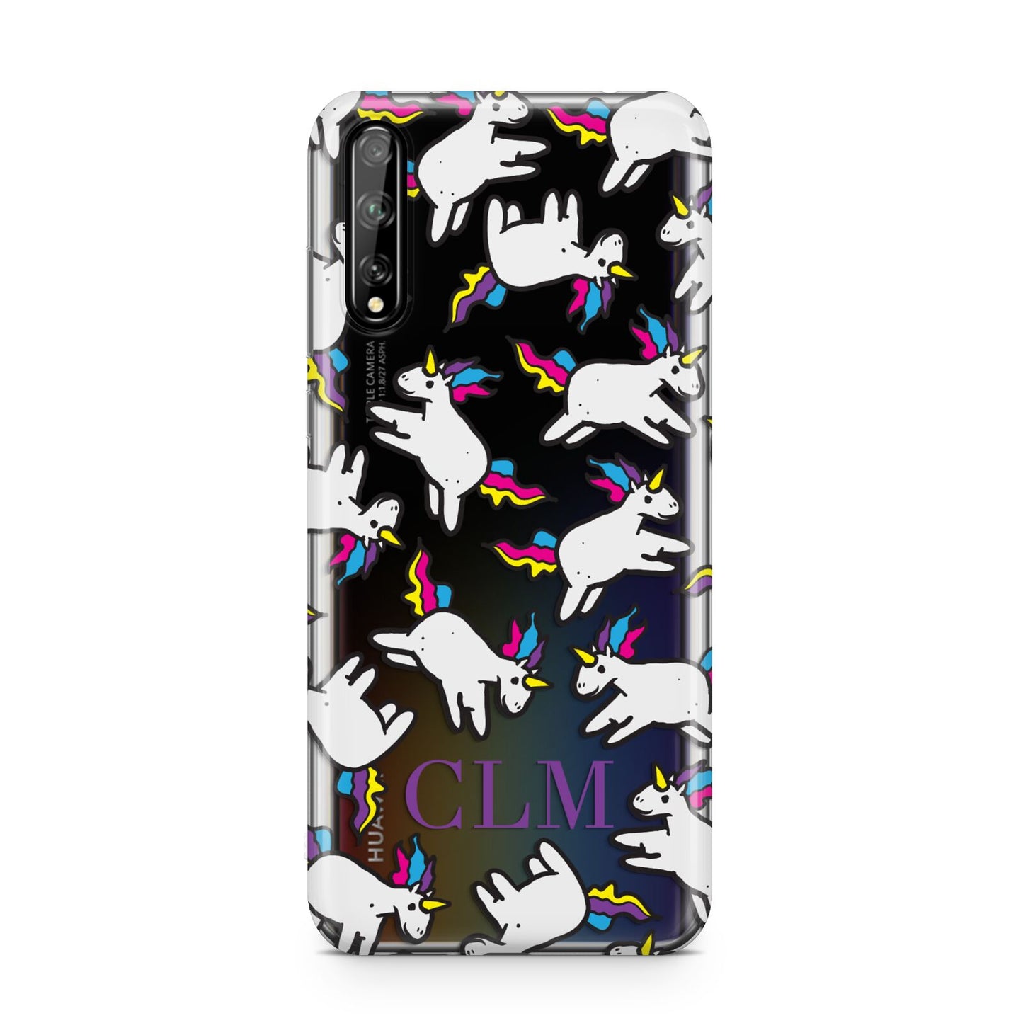 Personalised Unicorn With Initials Huawei Enjoy 10s Phone Case