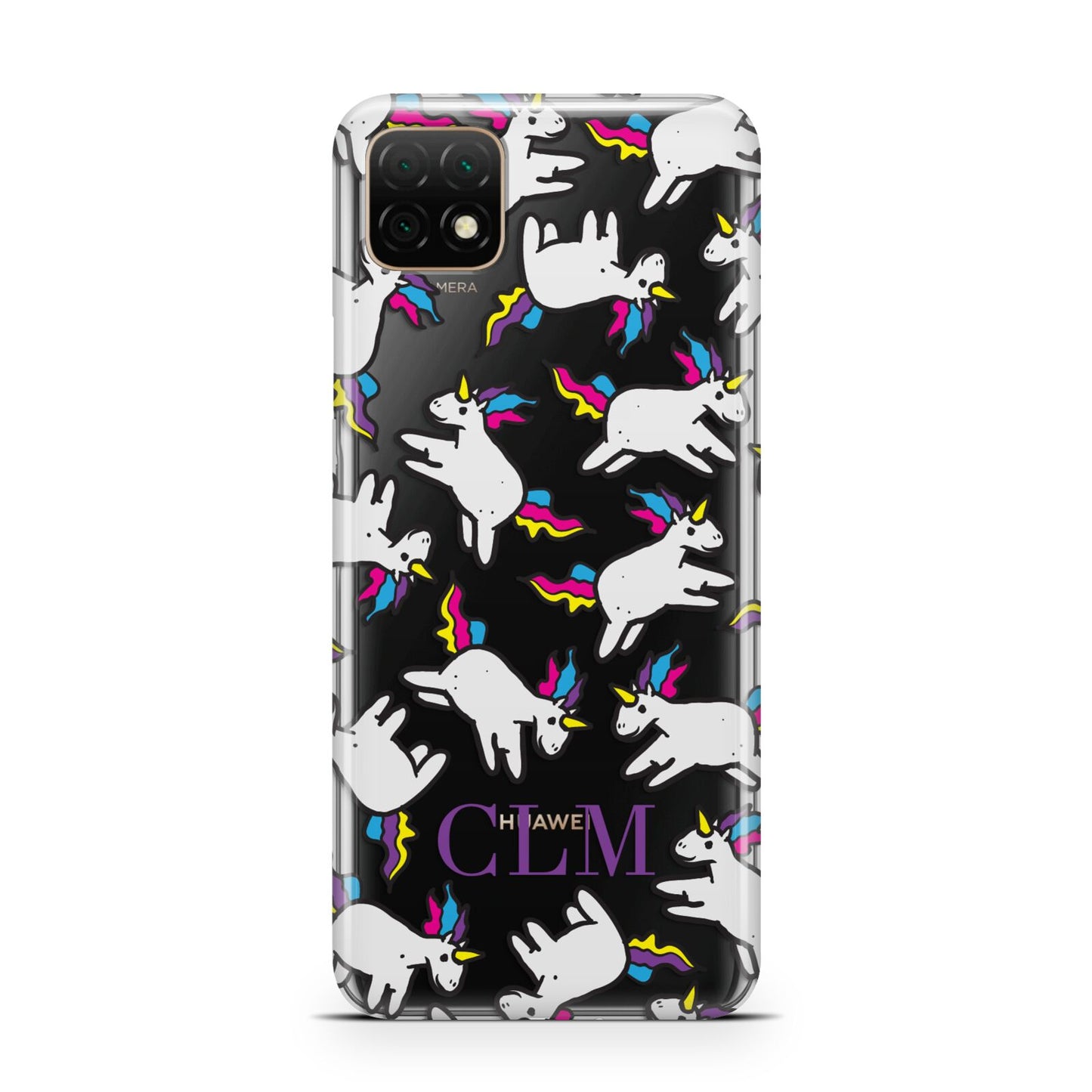 Personalised Unicorn With Initials Huawei Enjoy 20 Phone Case