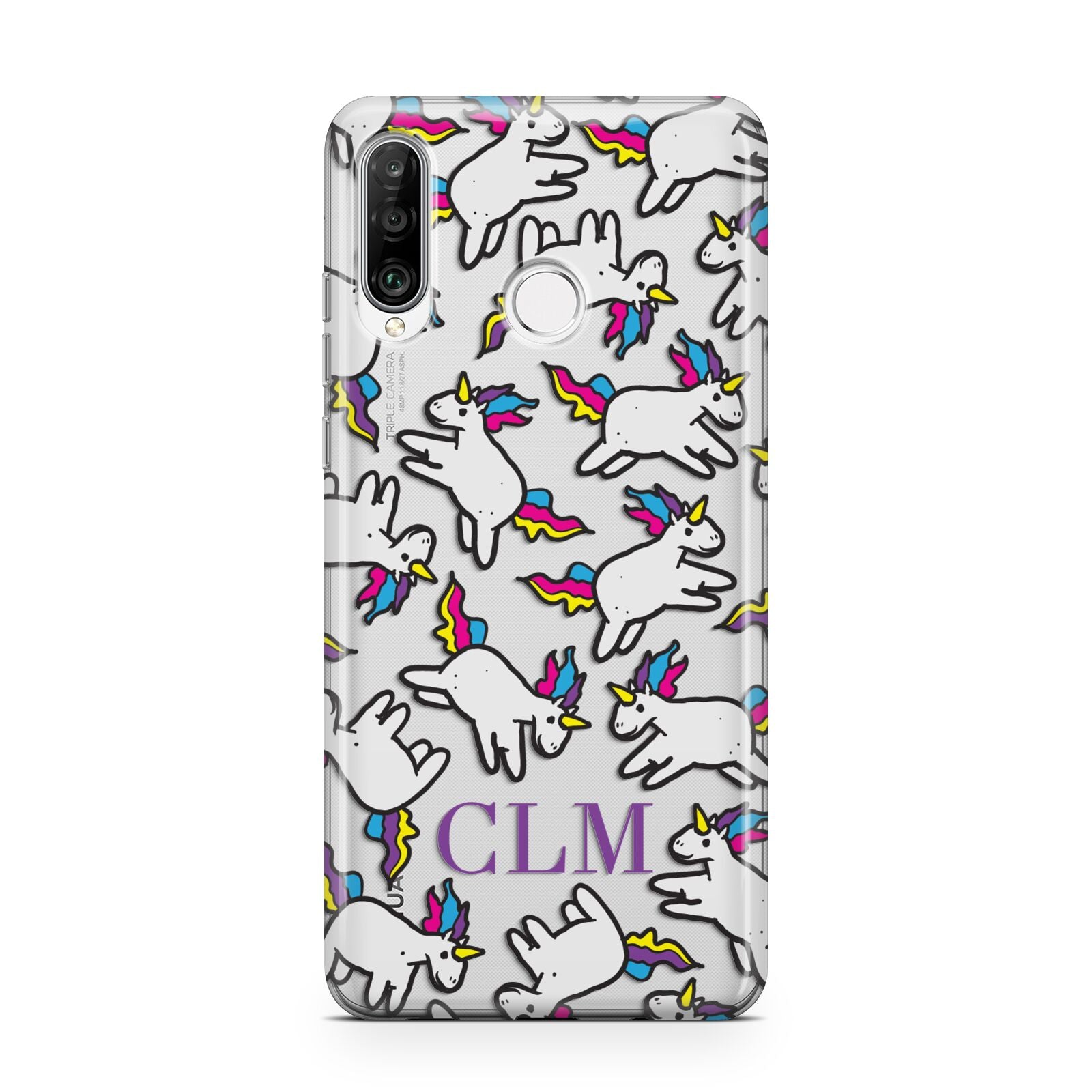 Personalised Unicorn With Initials Huawei P30 Lite Phone Case