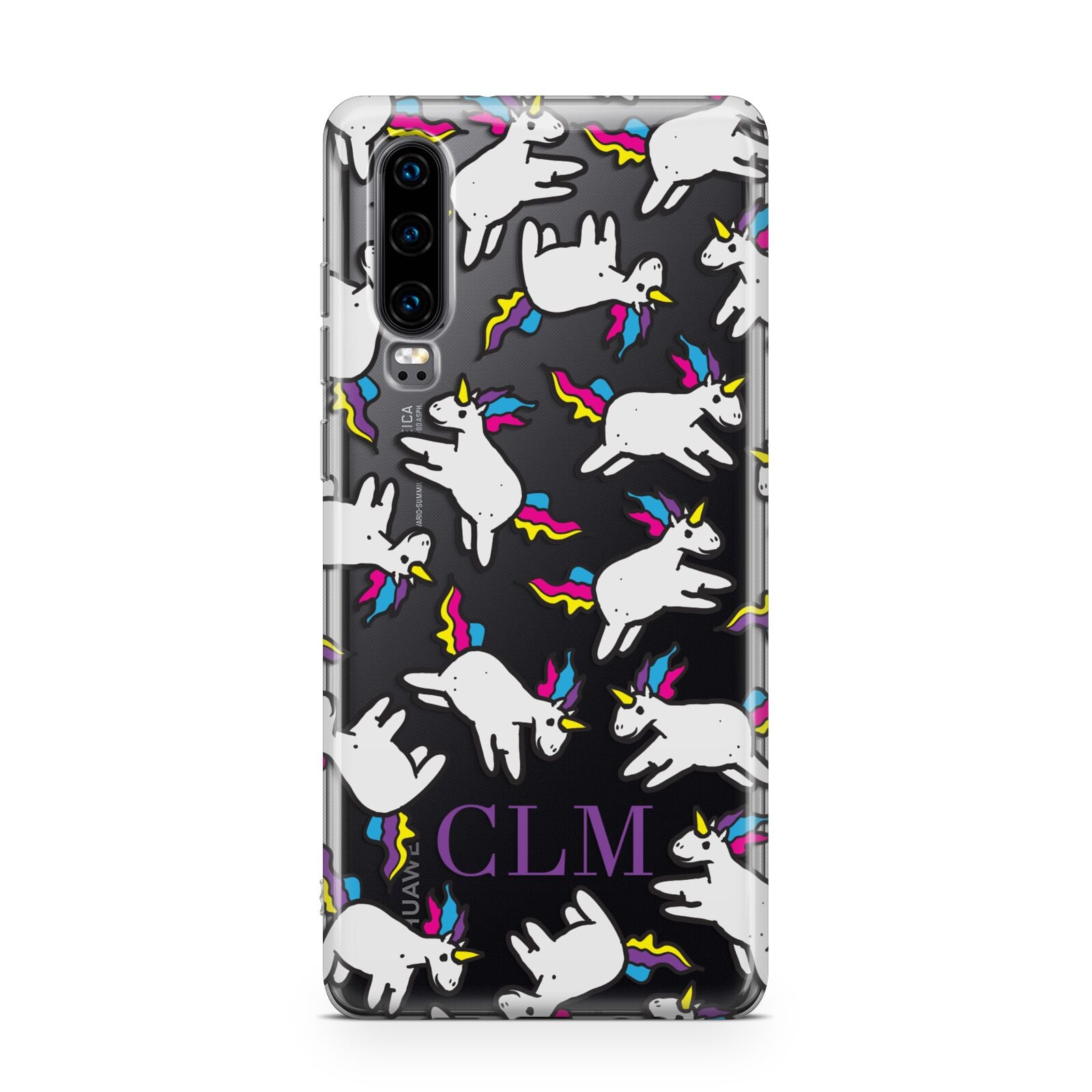 Personalised Unicorn With Initials Huawei P30 Phone Case