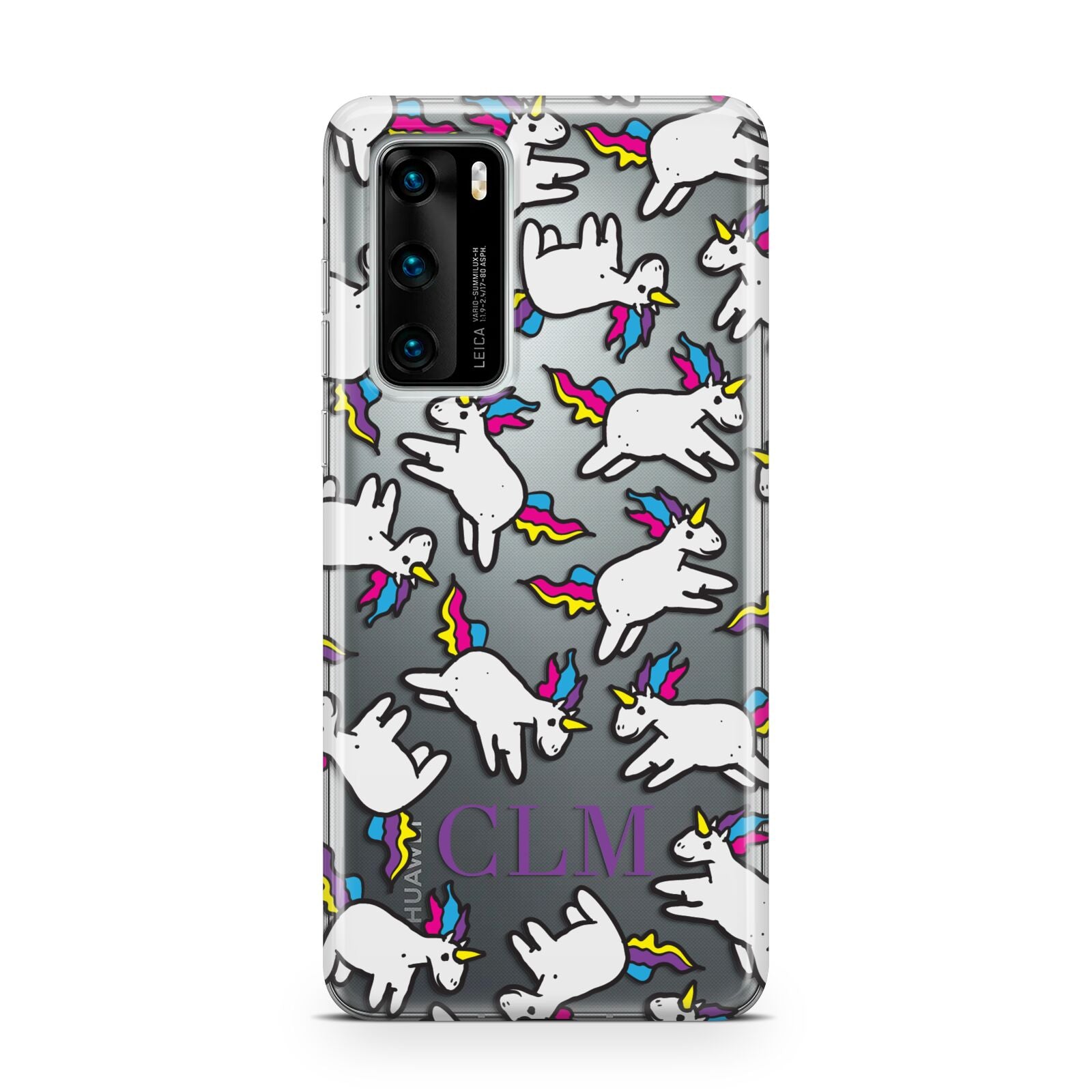 Personalised Unicorn With Initials Huawei P40 Phone Case