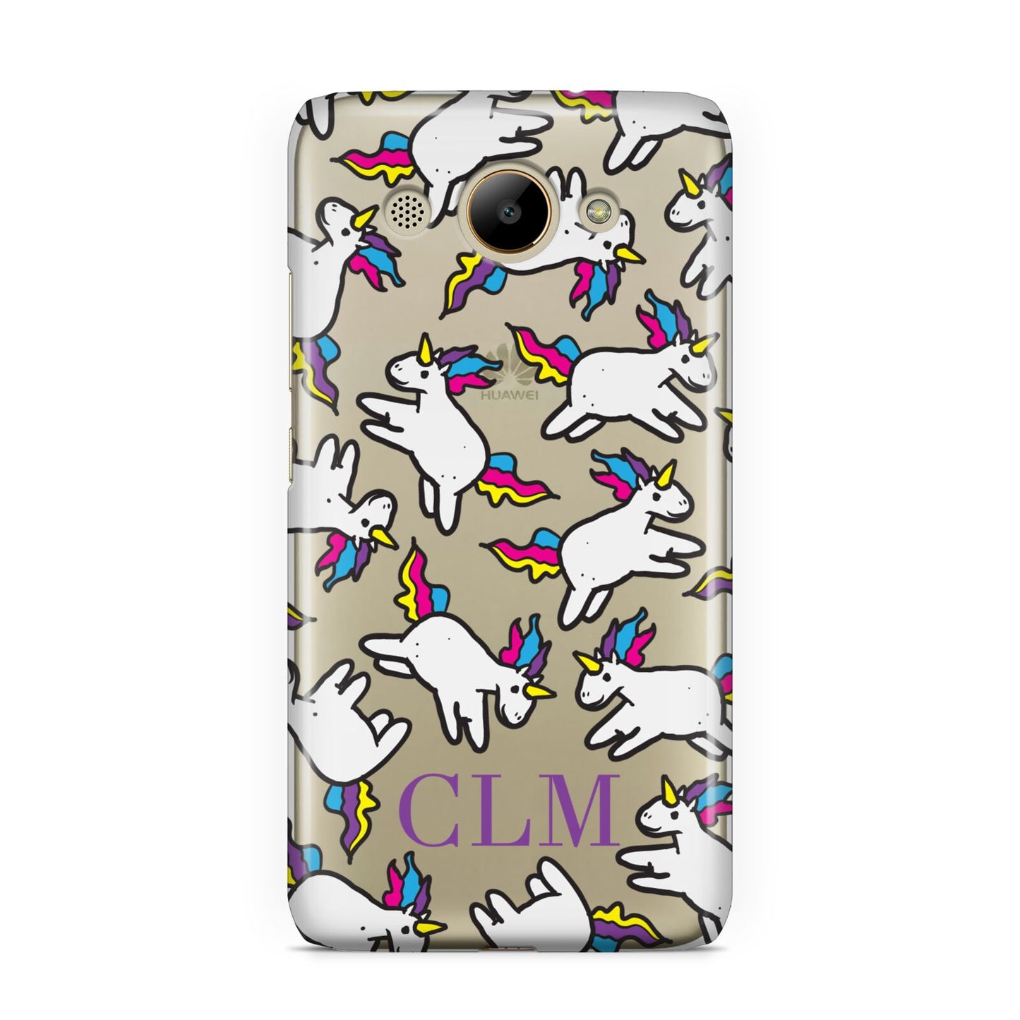 Personalised Unicorn With Initials Huawei Y3 2017
