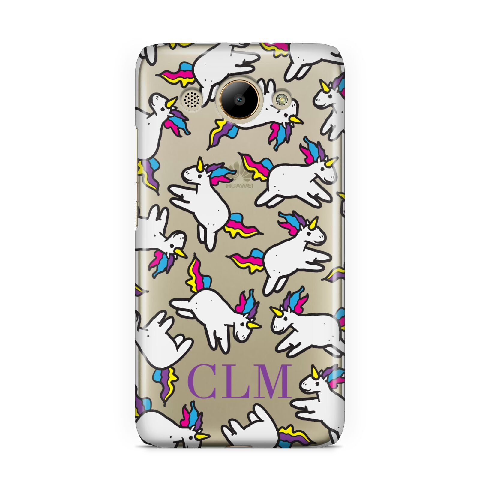 Personalised Unicorn With Initials Huawei Y3 2017