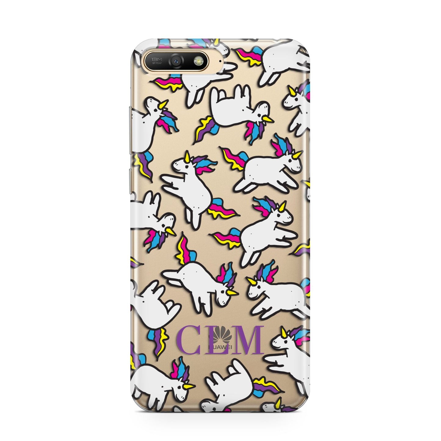 Personalised Unicorn With Initials Huawei Y6 2018
