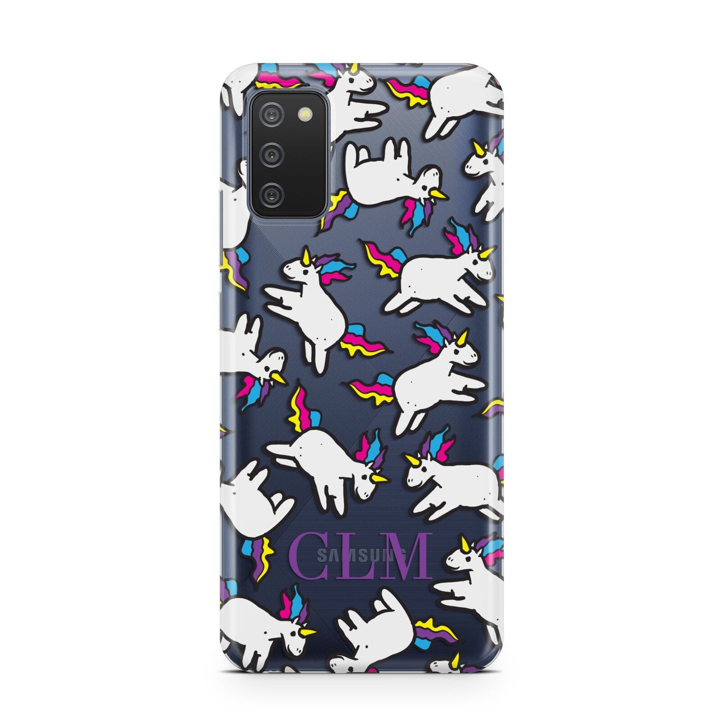 Personalised Unicorn With Initials Samsung A02s Case