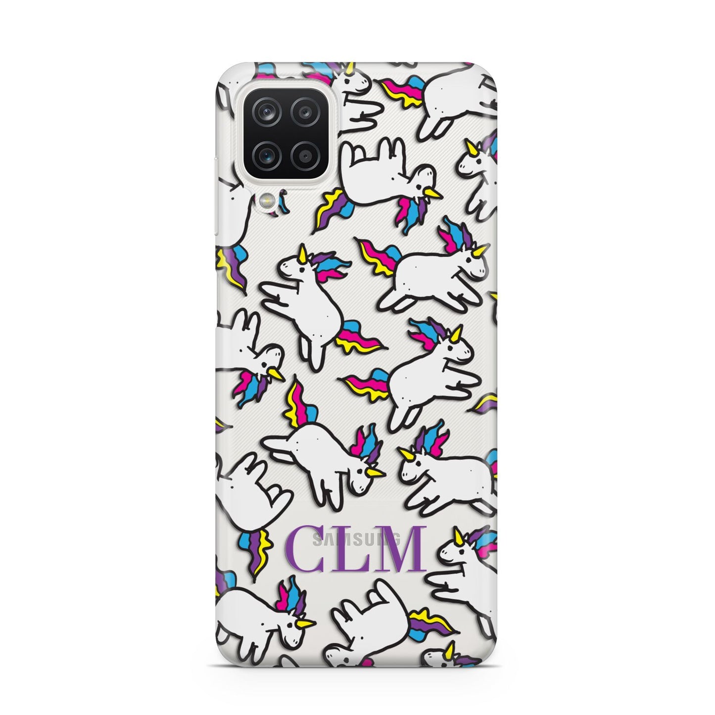Personalised Unicorn With Initials Samsung A12 Case