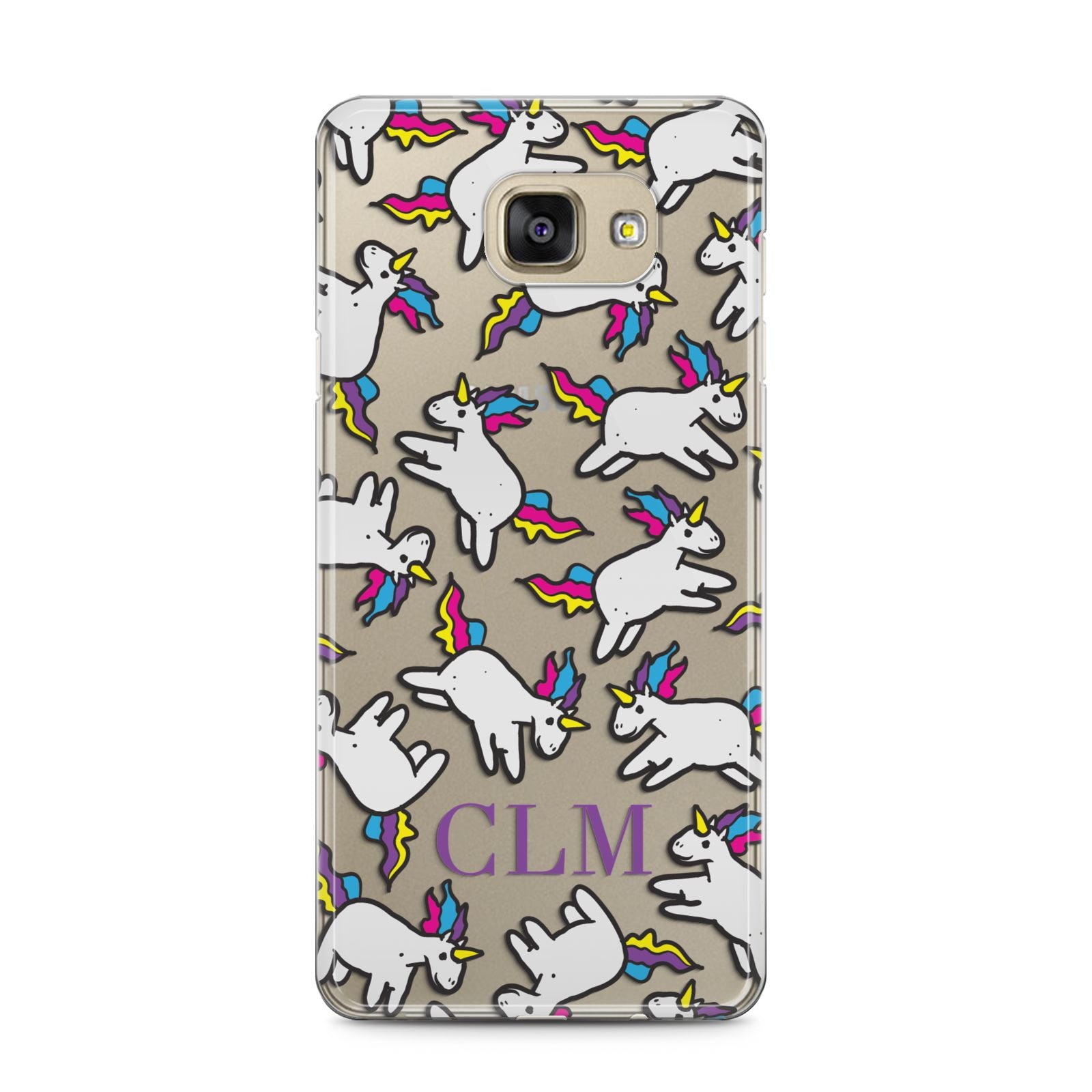 Personalised Unicorn With Initials Samsung Galaxy A5 2016 Case on gold phone