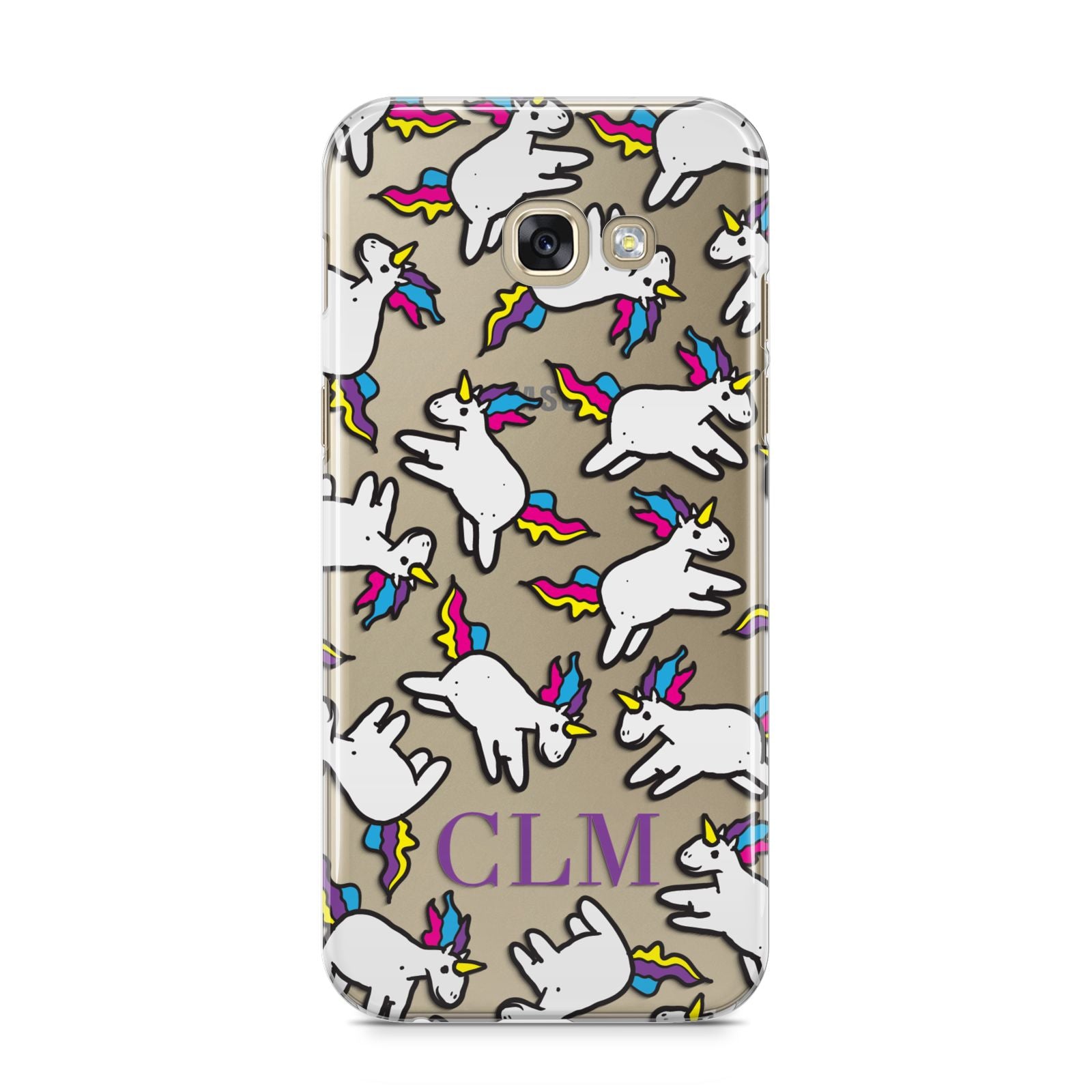 Personalised Unicorn With Initials Samsung Galaxy A5 2017 Case on gold phone