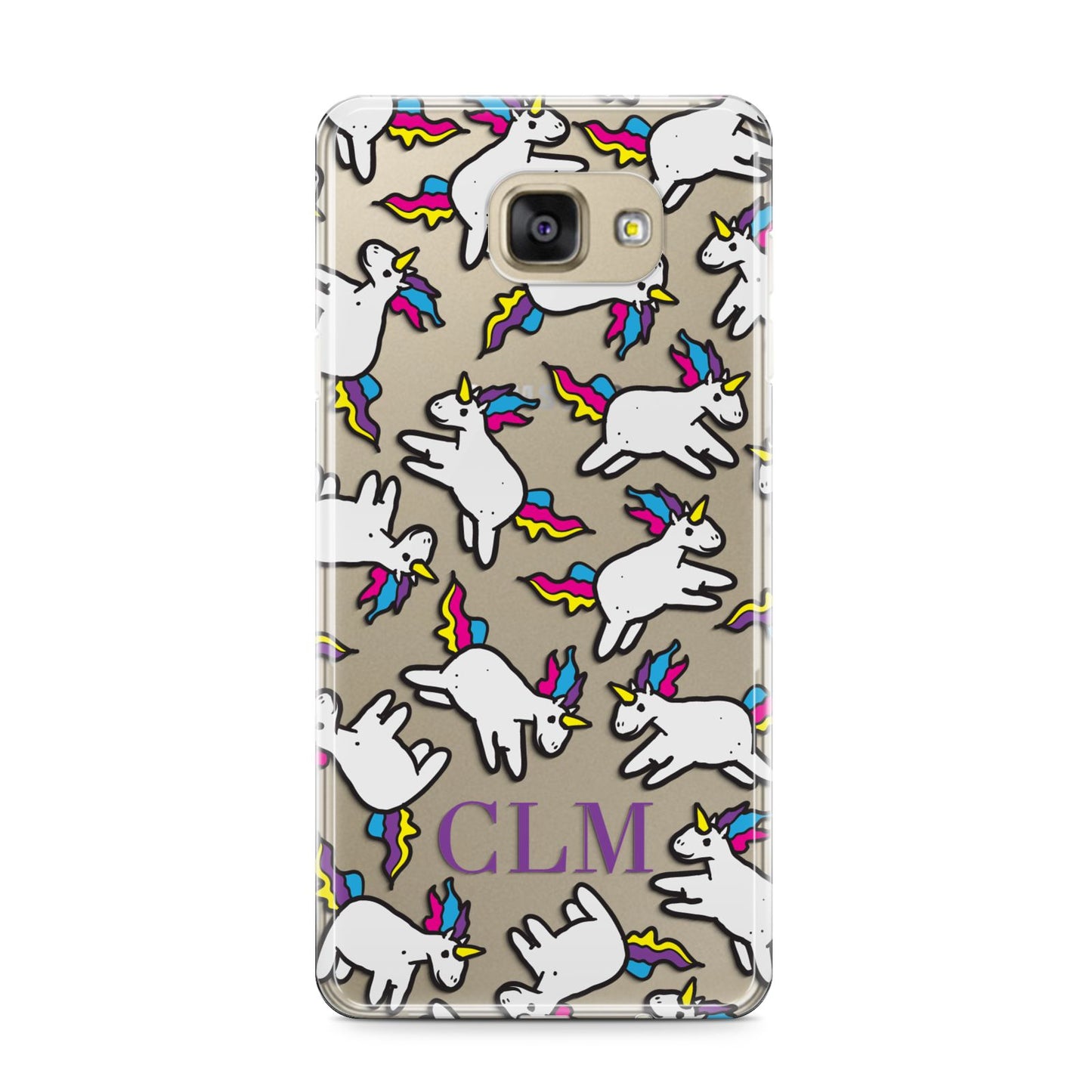 Personalised Unicorn With Initials Samsung Galaxy A9 2016 Case on gold phone