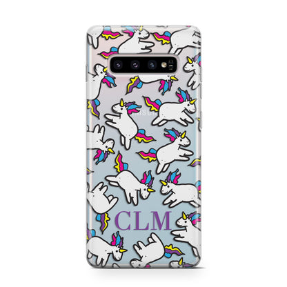 Personalised Unicorn With Initials Samsung Galaxy S10 Case