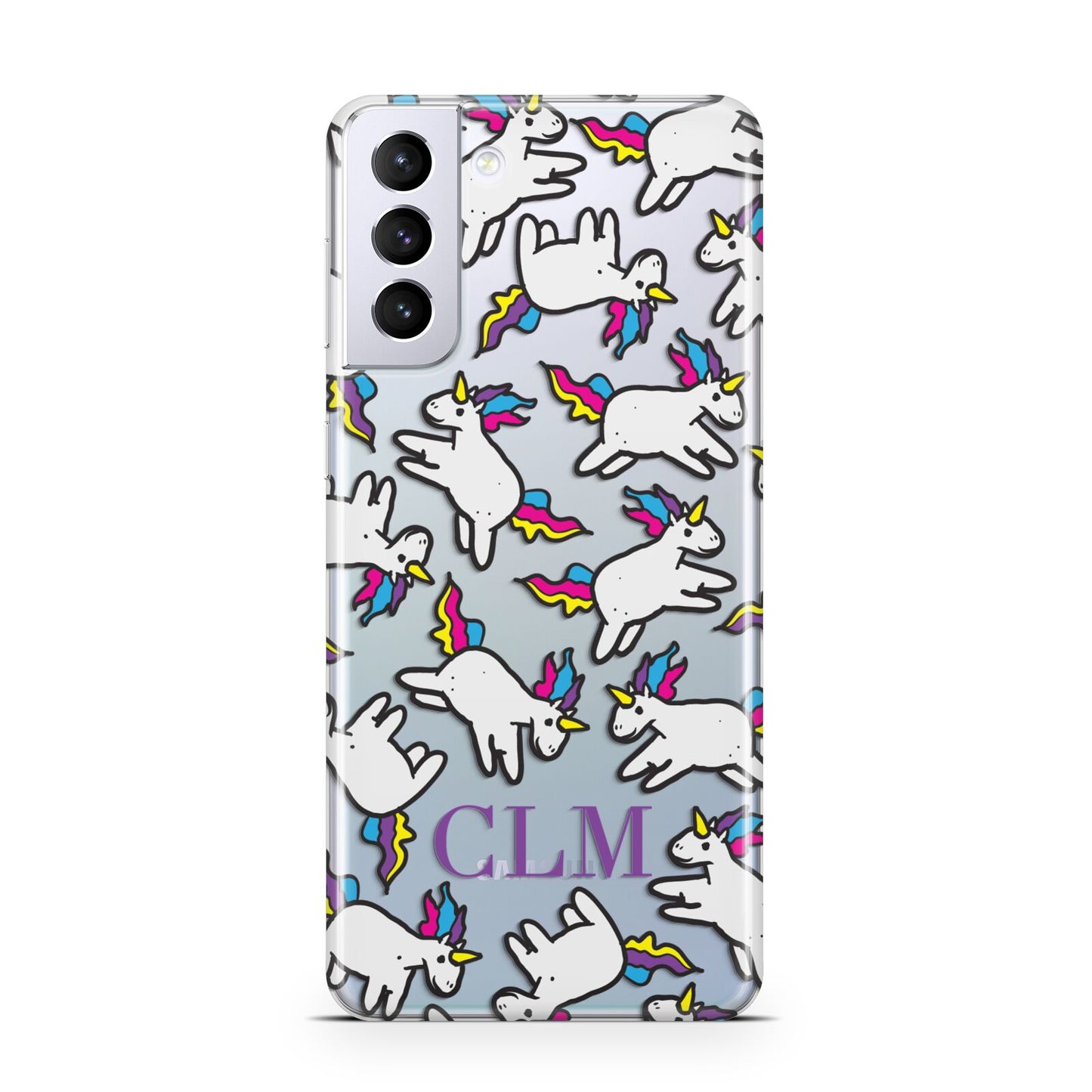 Personalised Unicorn With Initials Samsung S21 Plus Phone Case