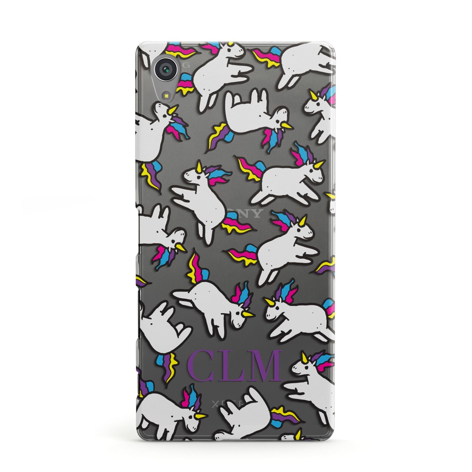 Personalised Unicorn With Initials Sony Xperia Case