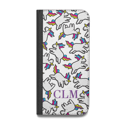 Personalised Unicorn With Initials Vegan Leather Flip iPhone Case
