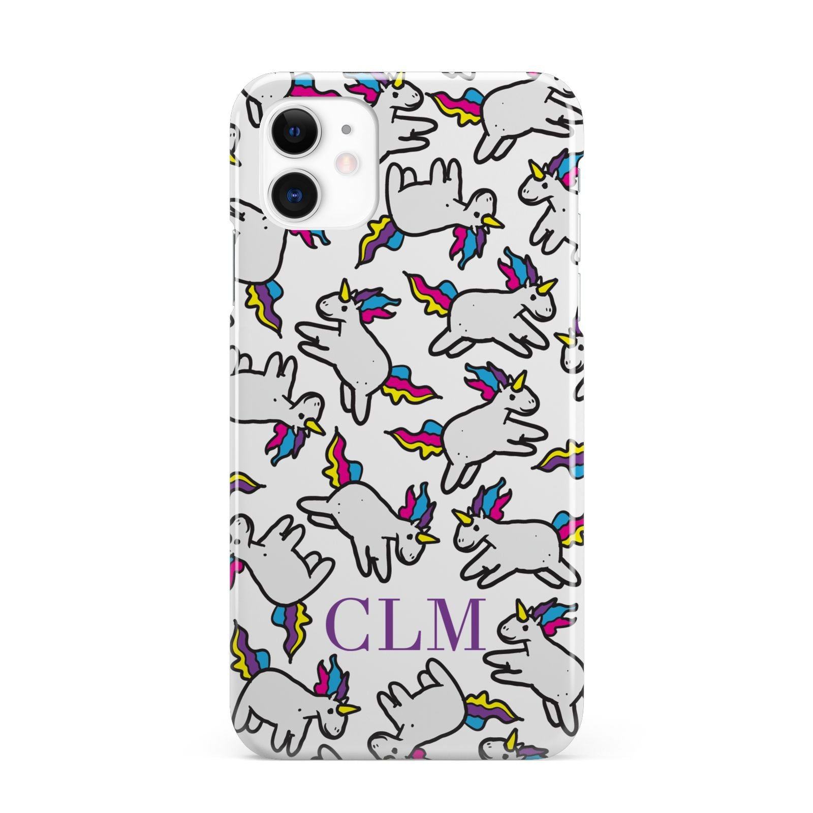 Personalised Unicorn With Initials iPhone 11 3D Snap Case