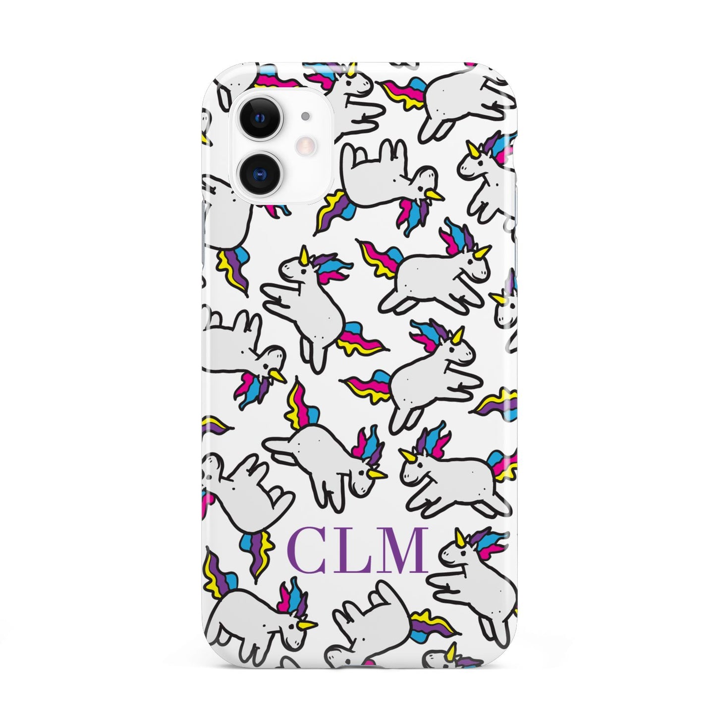 Personalised Unicorn With Initials iPhone 11 3D Tough Case