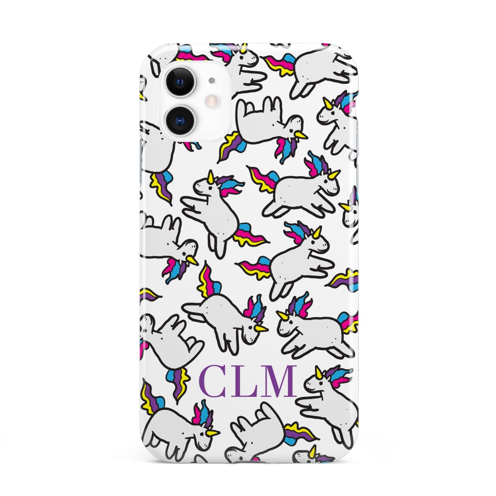 Personalised Unicorn With Initials iPhone 11 3D Tough Case