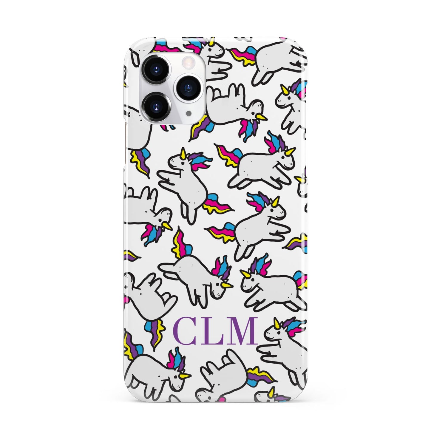 Personalised Unicorn With Initials iPhone 11 Pro 3D Snap Case