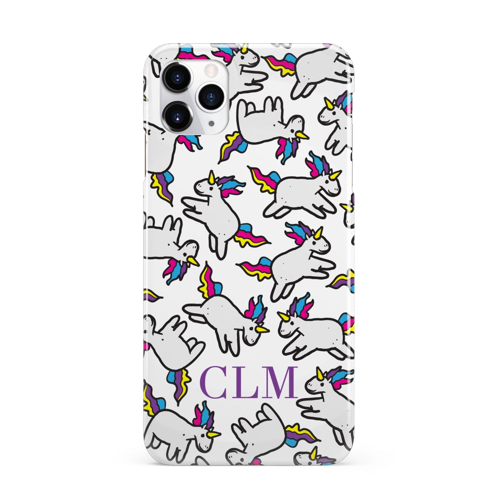 Personalised Unicorn With Initials iPhone 11 Pro Max 3D Snap Case