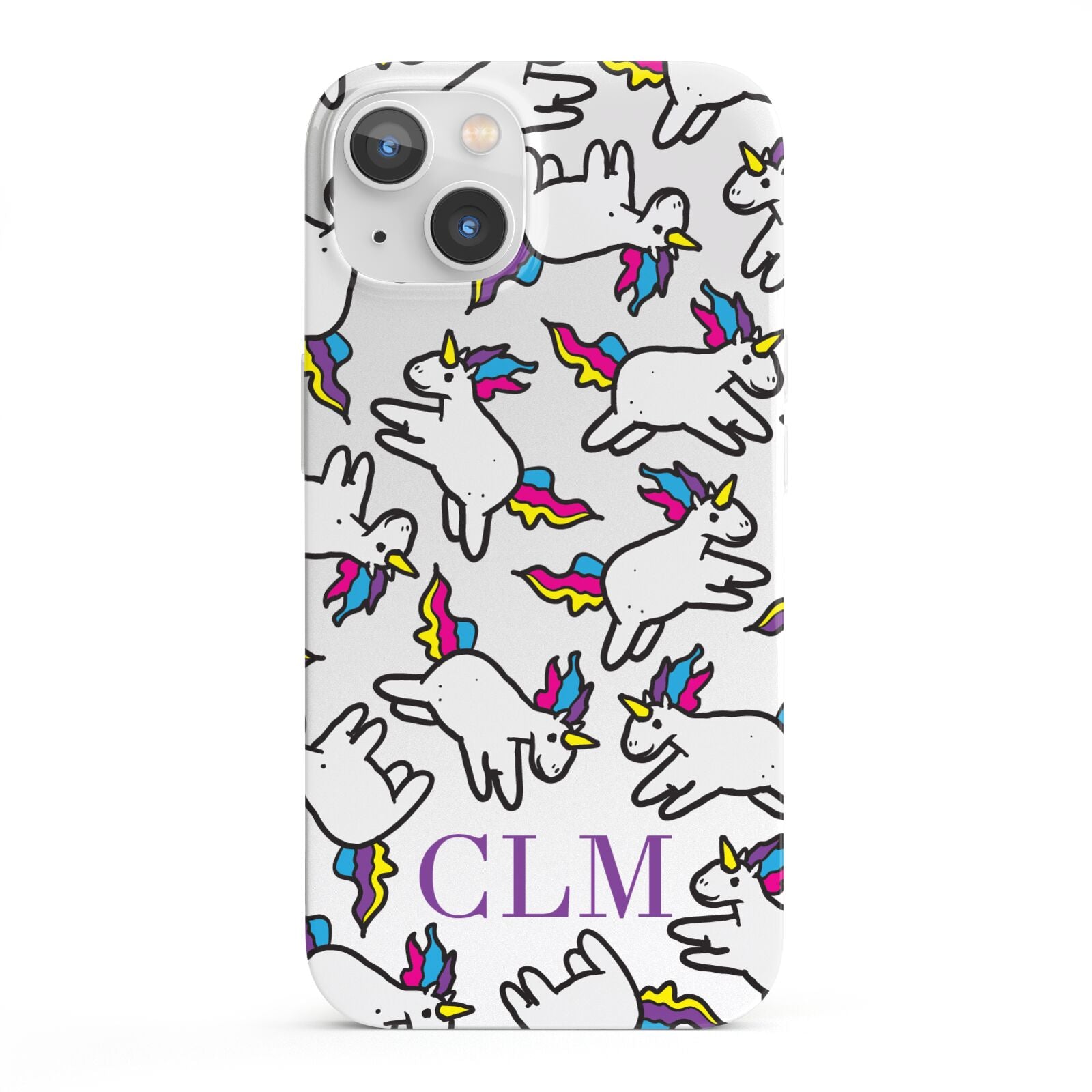 Personalised Unicorn With Initials iPhone 13 Full Wrap 3D Snap Case