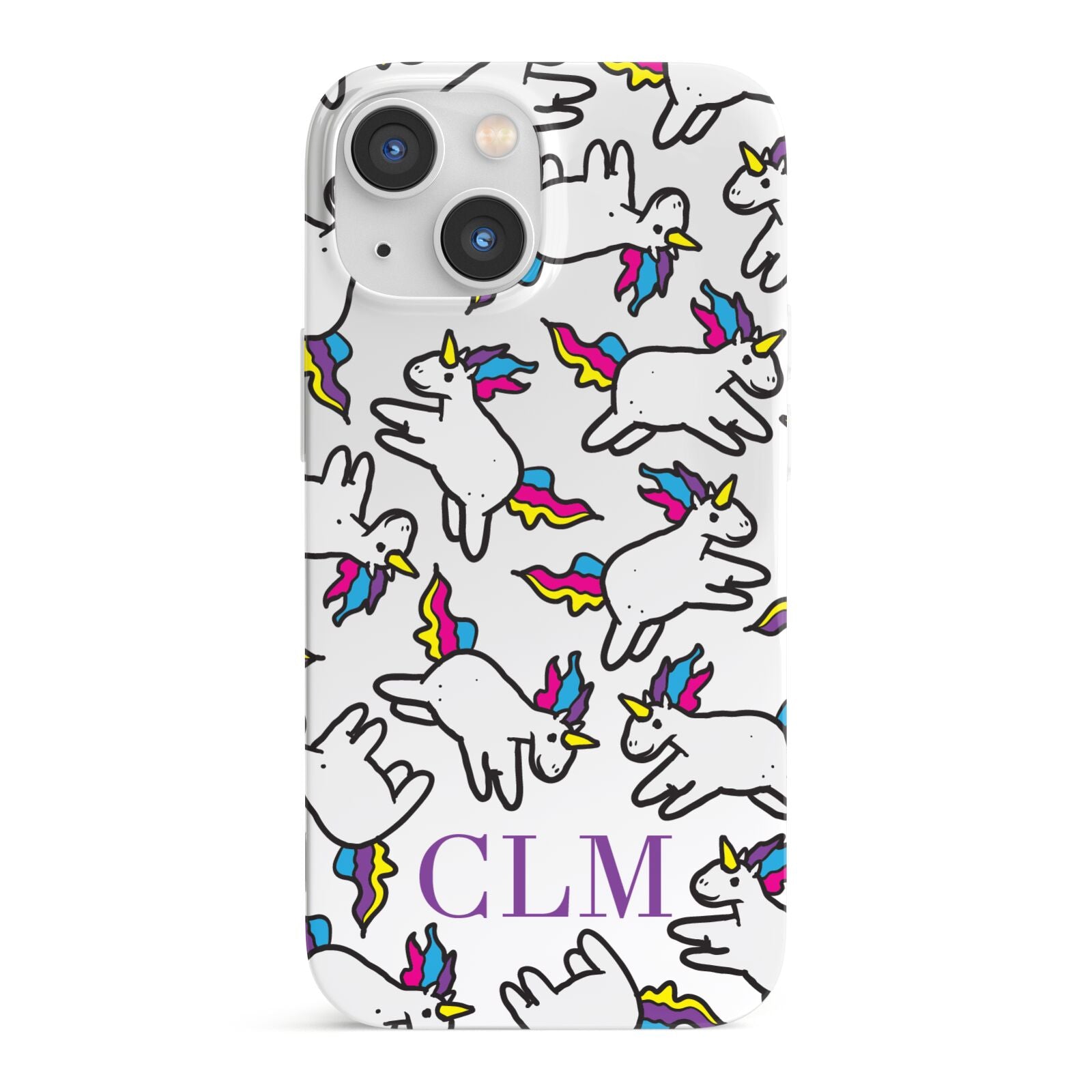 Personalised Unicorn With Initials iPhone 13 Mini Full Wrap 3D Snap Case