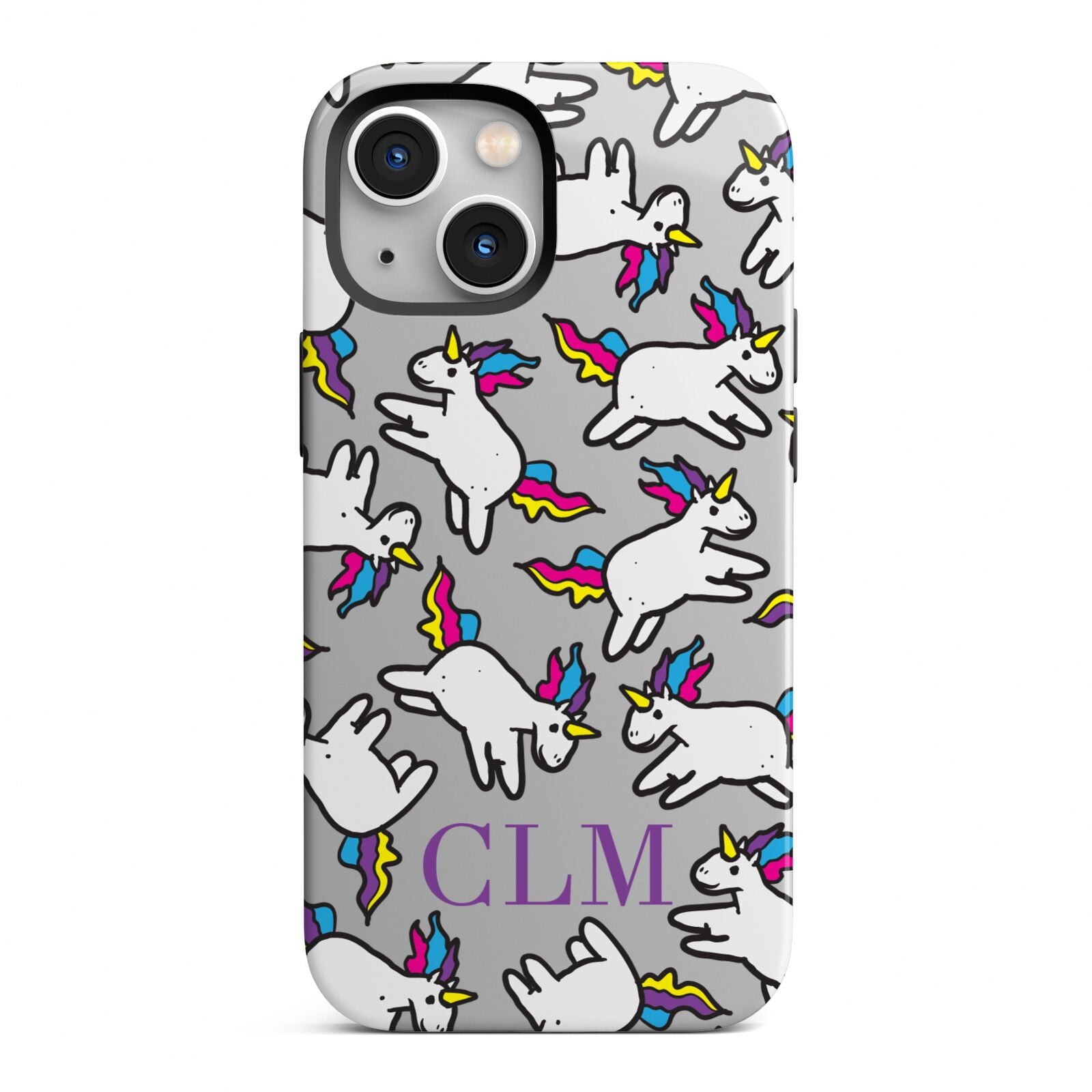 Personalised Unicorn With Initials iPhone 13 Mini Full Wrap 3D Tough Case