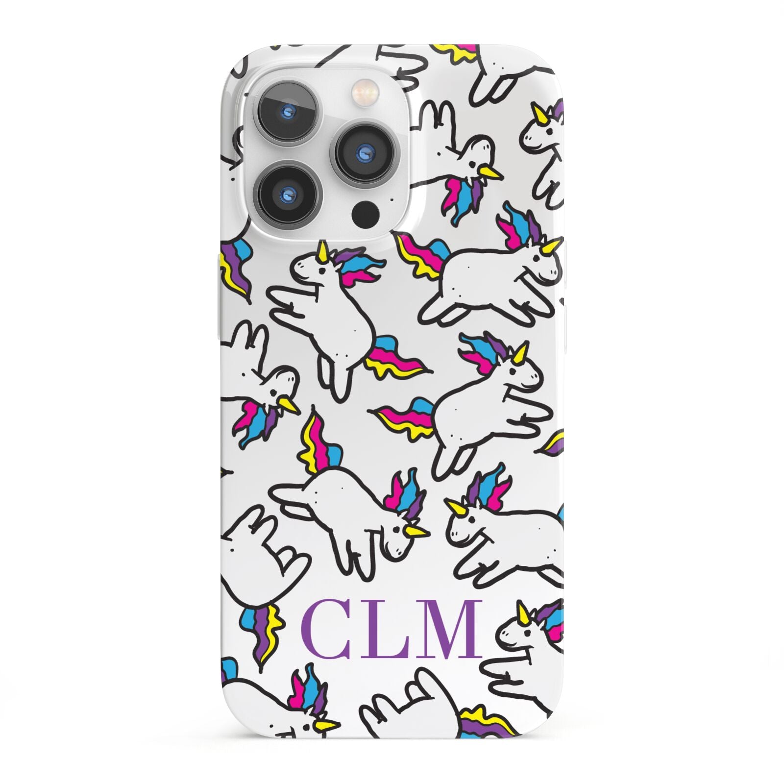 Personalised Unicorn With Initials iPhone 13 Pro Full Wrap 3D Snap Case