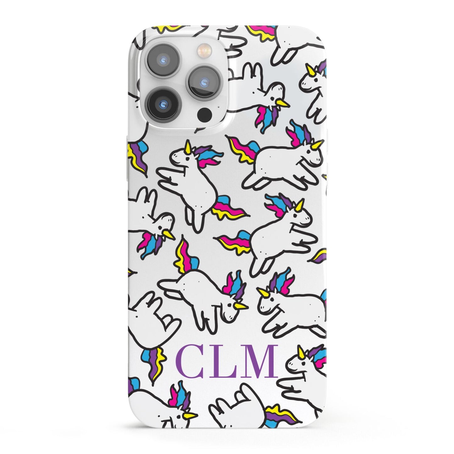 Personalised Unicorn With Initials iPhone 13 Pro Max Full Wrap 3D Snap Case