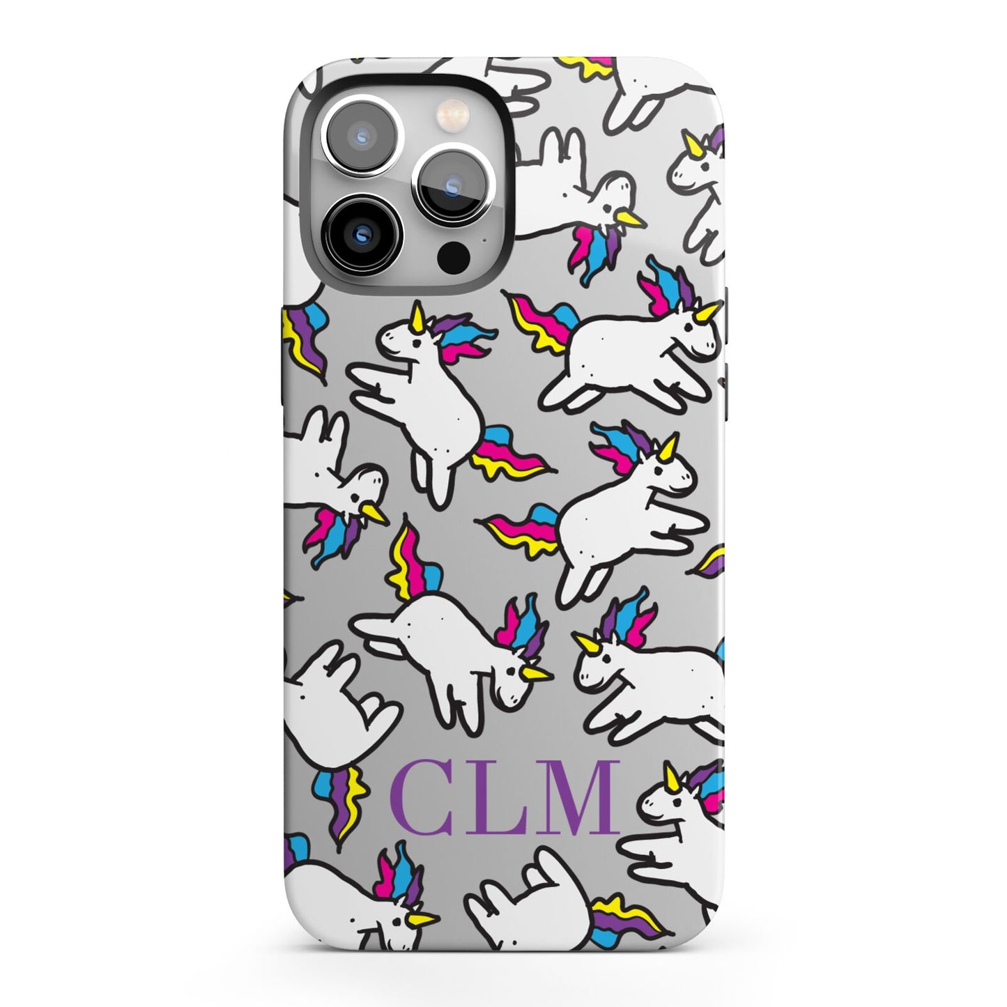 Personalised Unicorn With Initials iPhone 13 Pro Max Full Wrap 3D Tough Case
