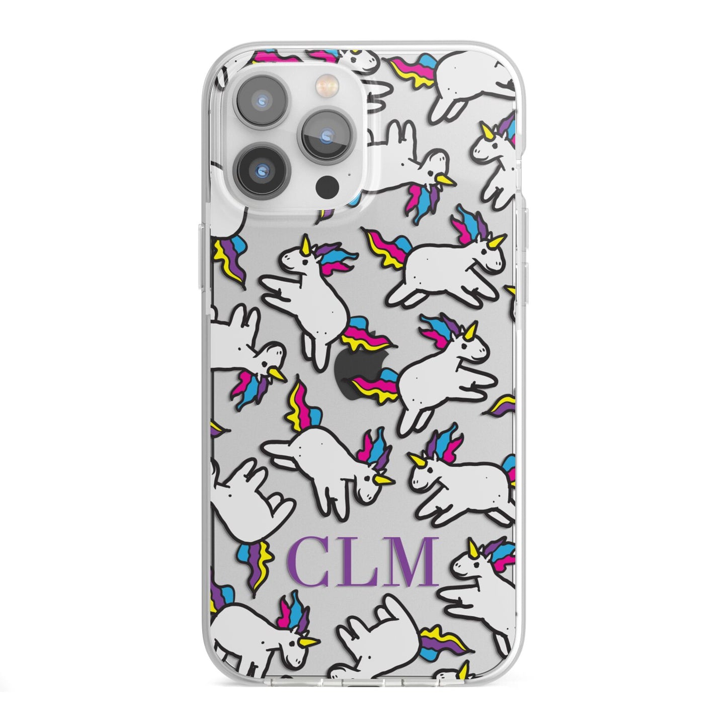 Personalised Unicorn With Initials iPhone 13 Pro Max TPU Impact Case with White Edges