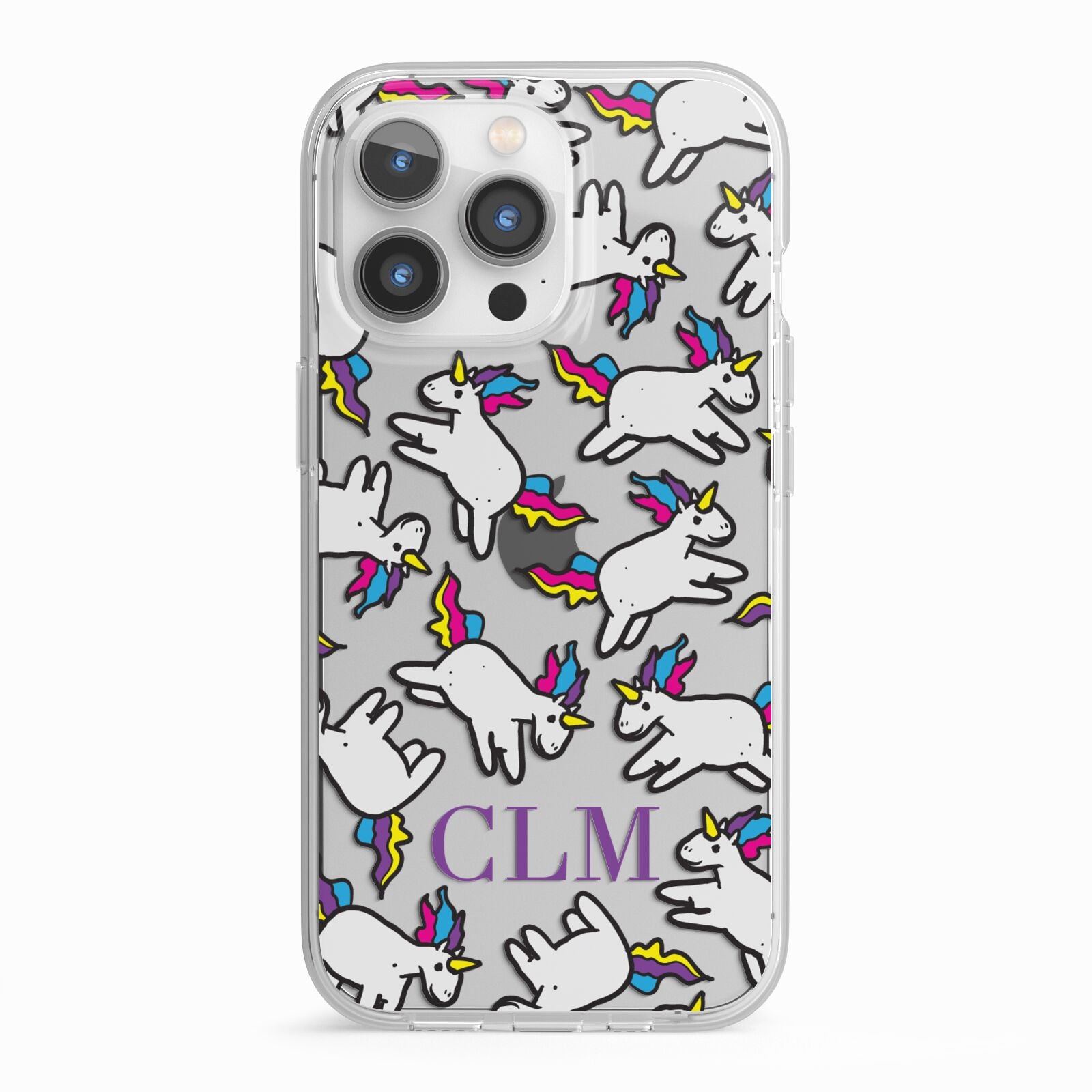 Personalised Unicorn With Initials iPhone 13 Pro TPU Impact Case with White Edges
