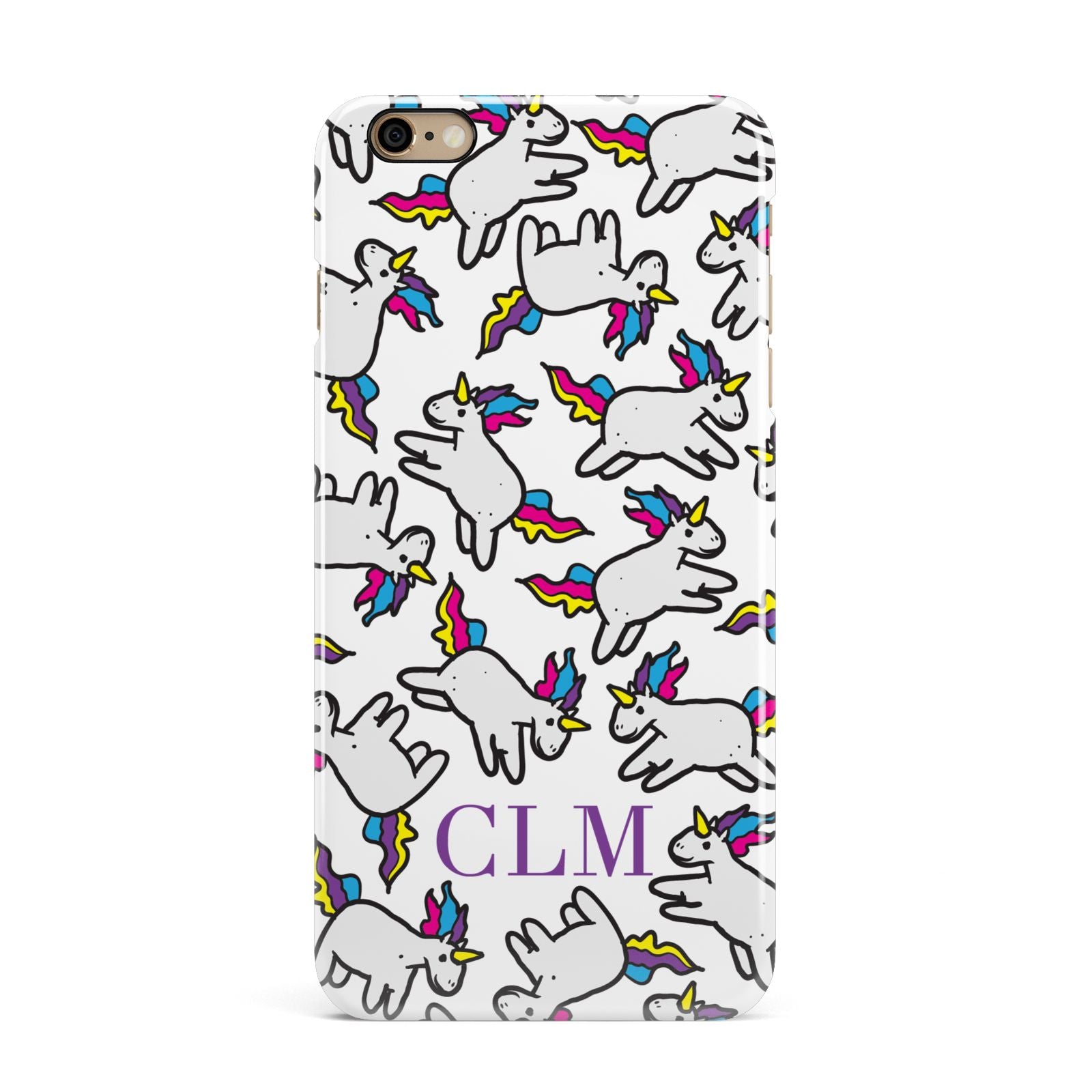 Personalised Unicorn With Initials iPhone 6 Plus 3D Snap Case on Gold Phone