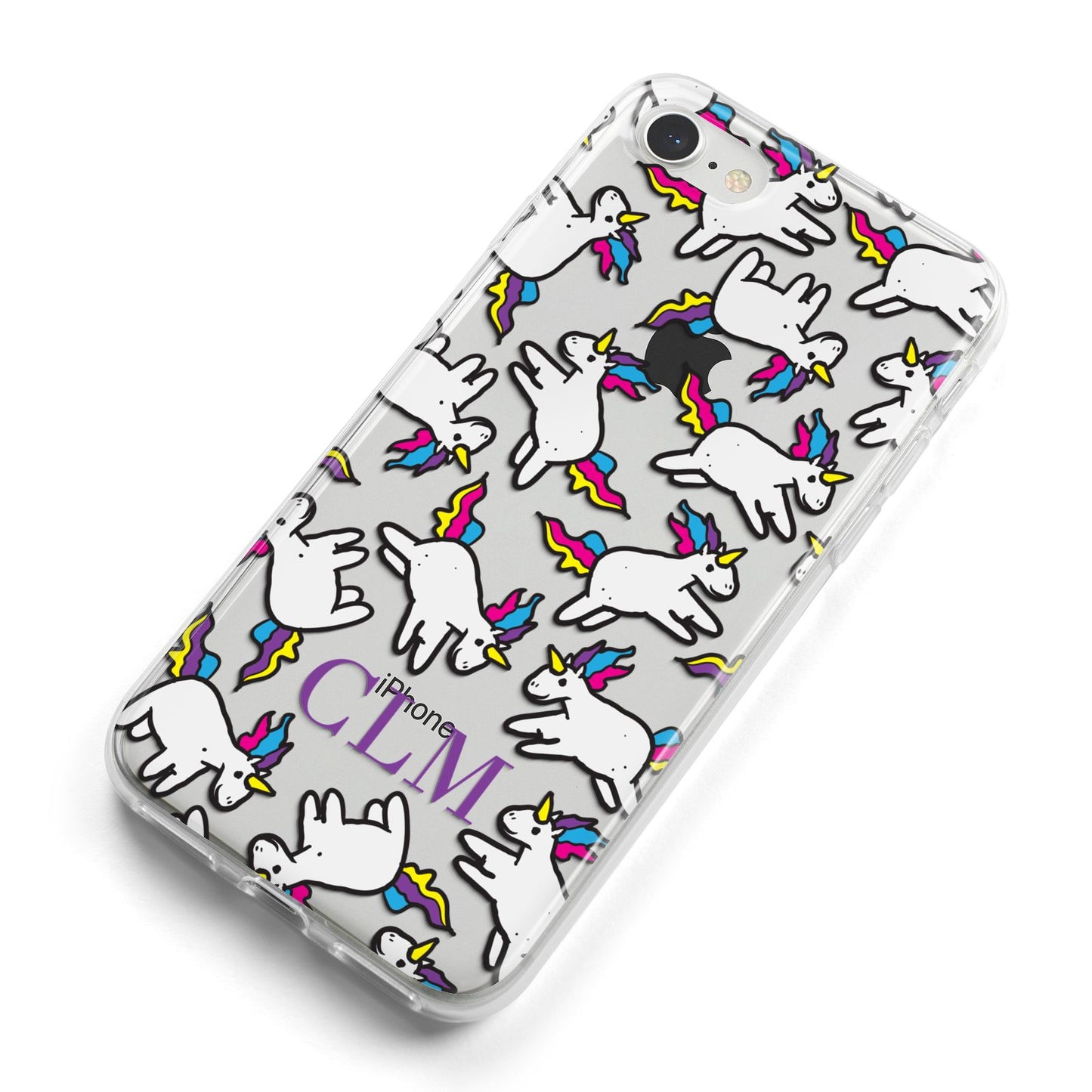 Personalised Unicorn With Initials iPhone 8 Bumper Case on Silver iPhone Alternative Image