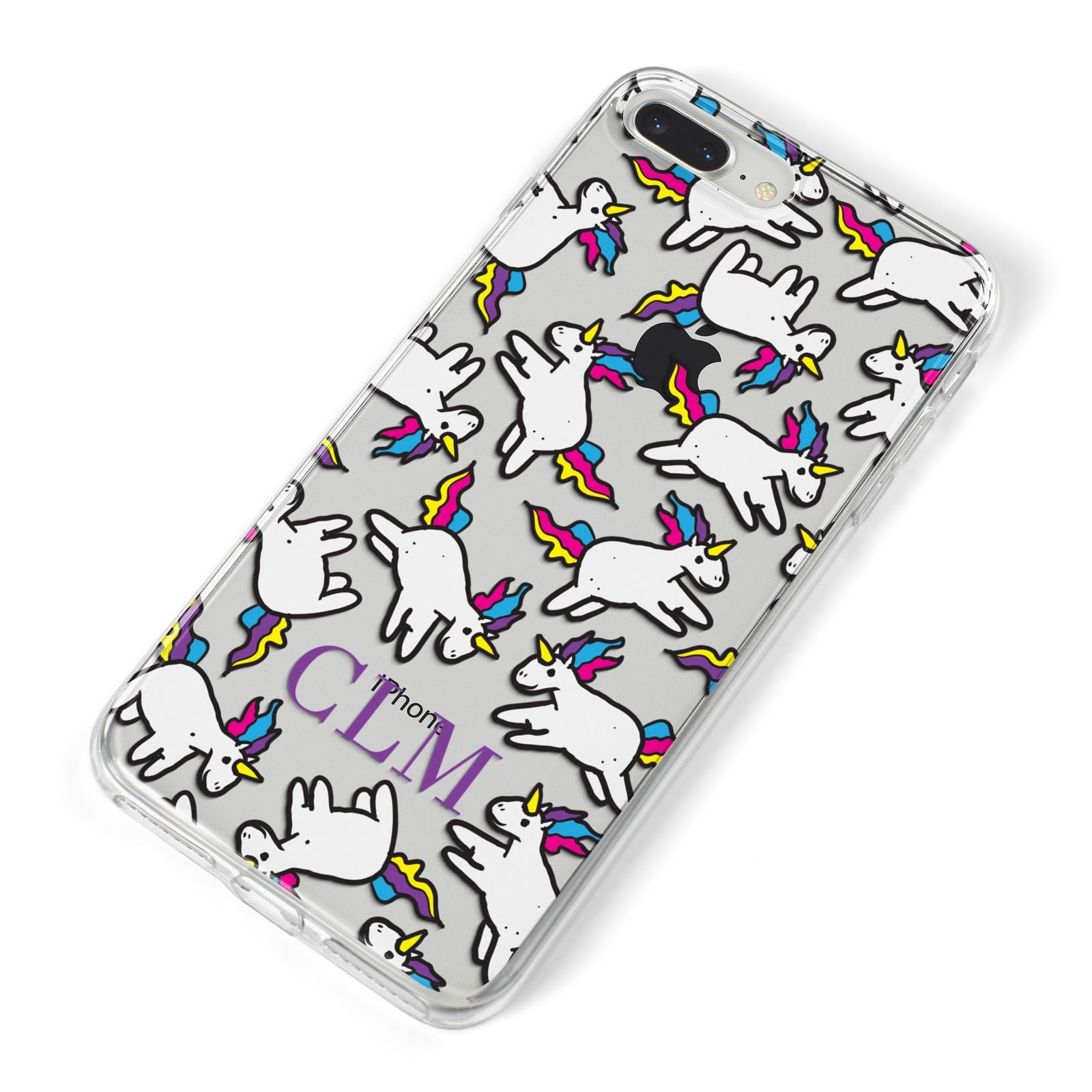 Personalised Unicorn With Initials iPhone 8 Plus Bumper Case on Silver iPhone Alternative Image