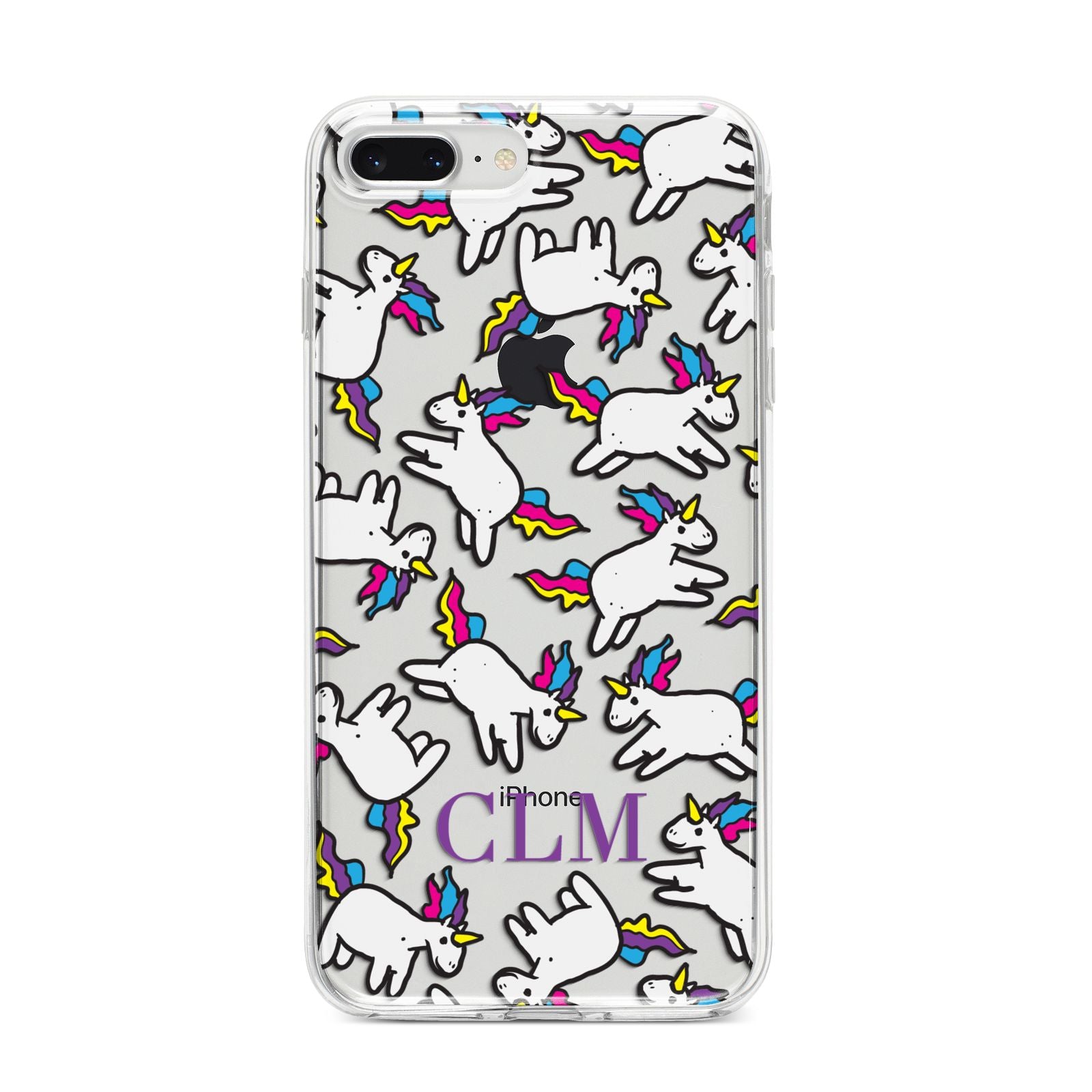 Personalised Unicorn With Initials iPhone 8 Plus Bumper Case on Silver iPhone