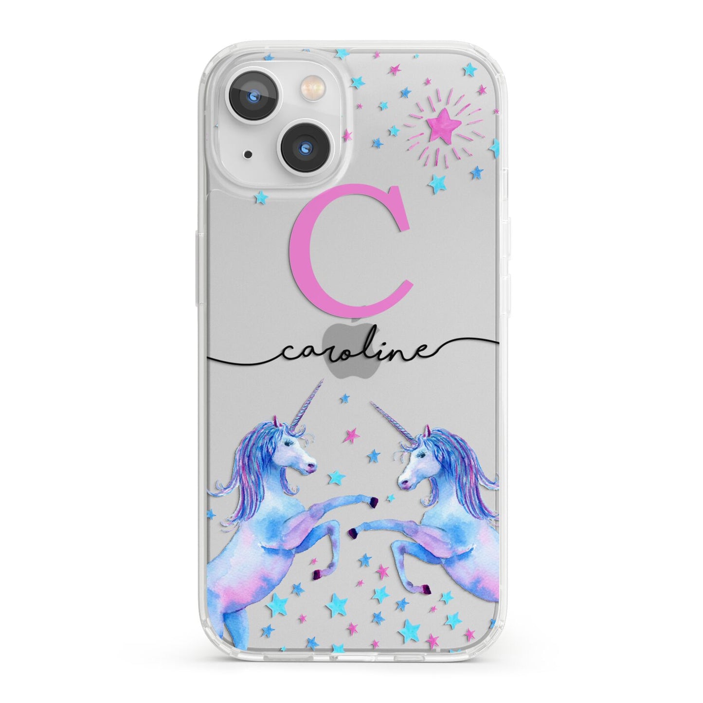 Personalised Unicorn iPhone 13 Clear Bumper Case